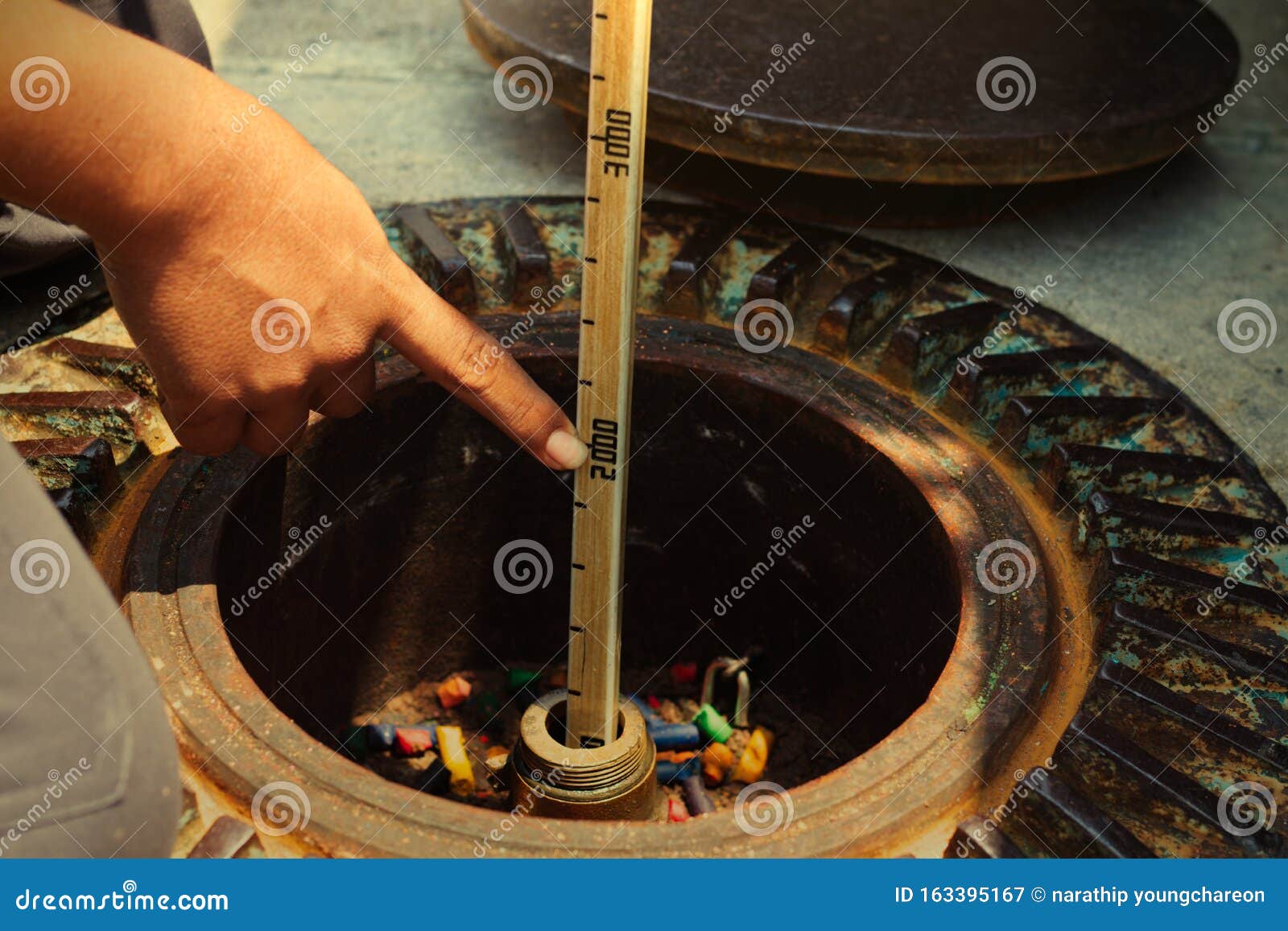 Fuel Measurement before Refueling at the Petrol Station Stock Image
