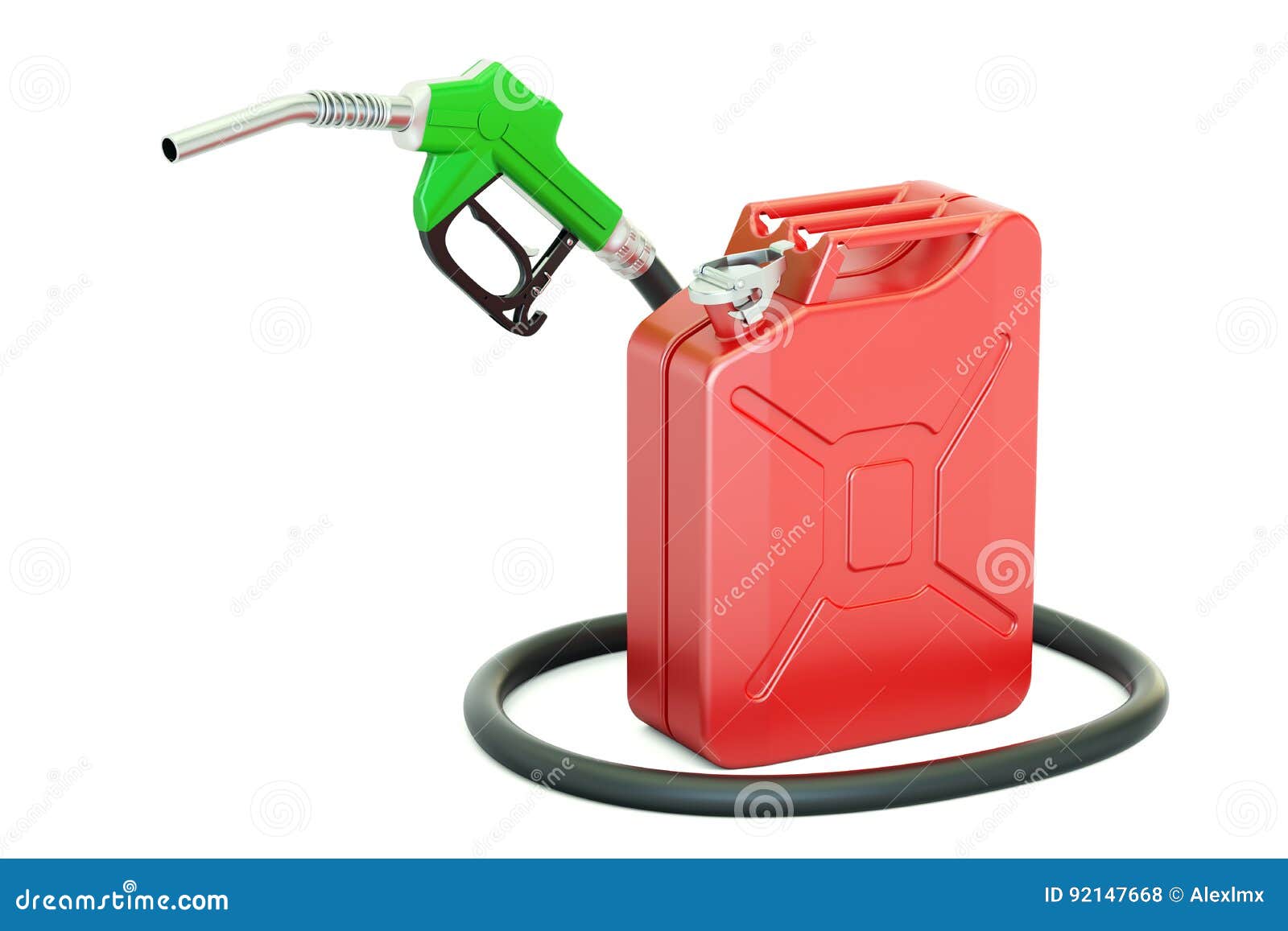 Fuel Pump Nozzle with Jerrycan, 3D Rendering Stock Illustration