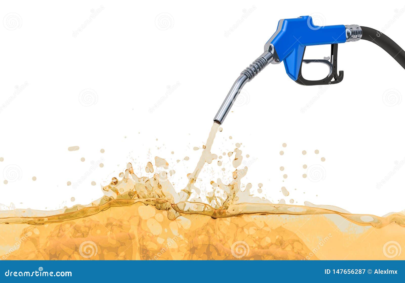 fuel pump nozzle with petrol, 3d rendering