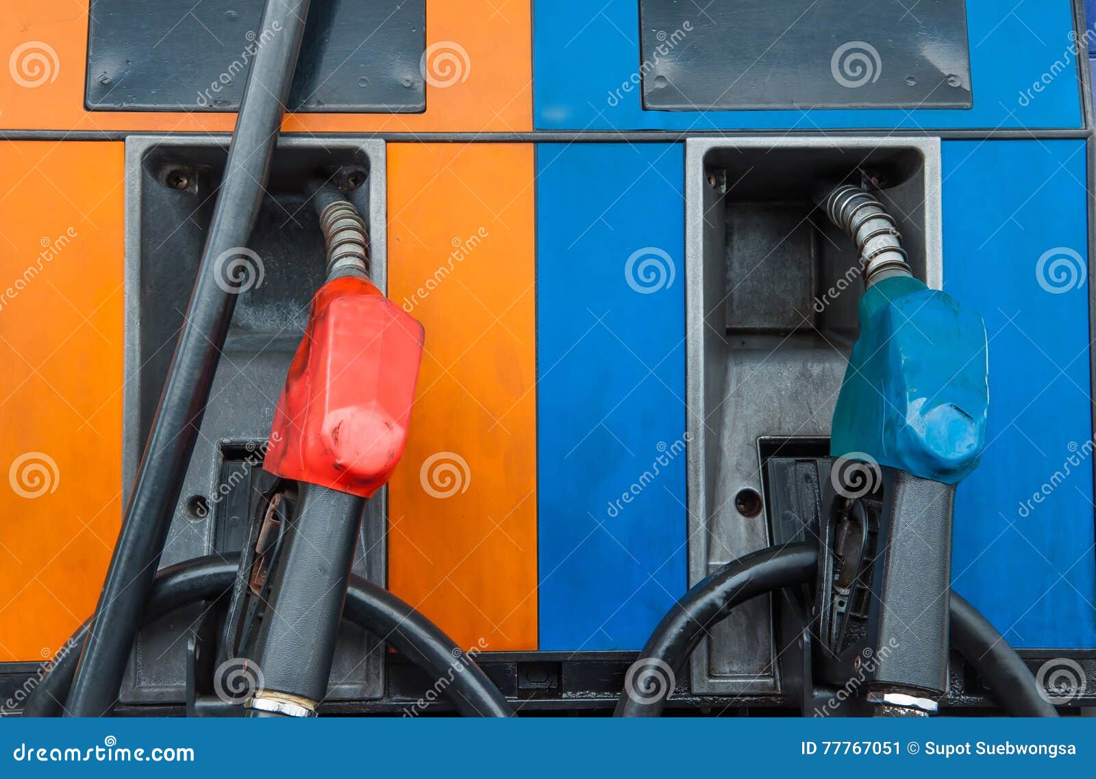 Fuel pump nozzles stock image. Image of green, pump, diesel 77767051