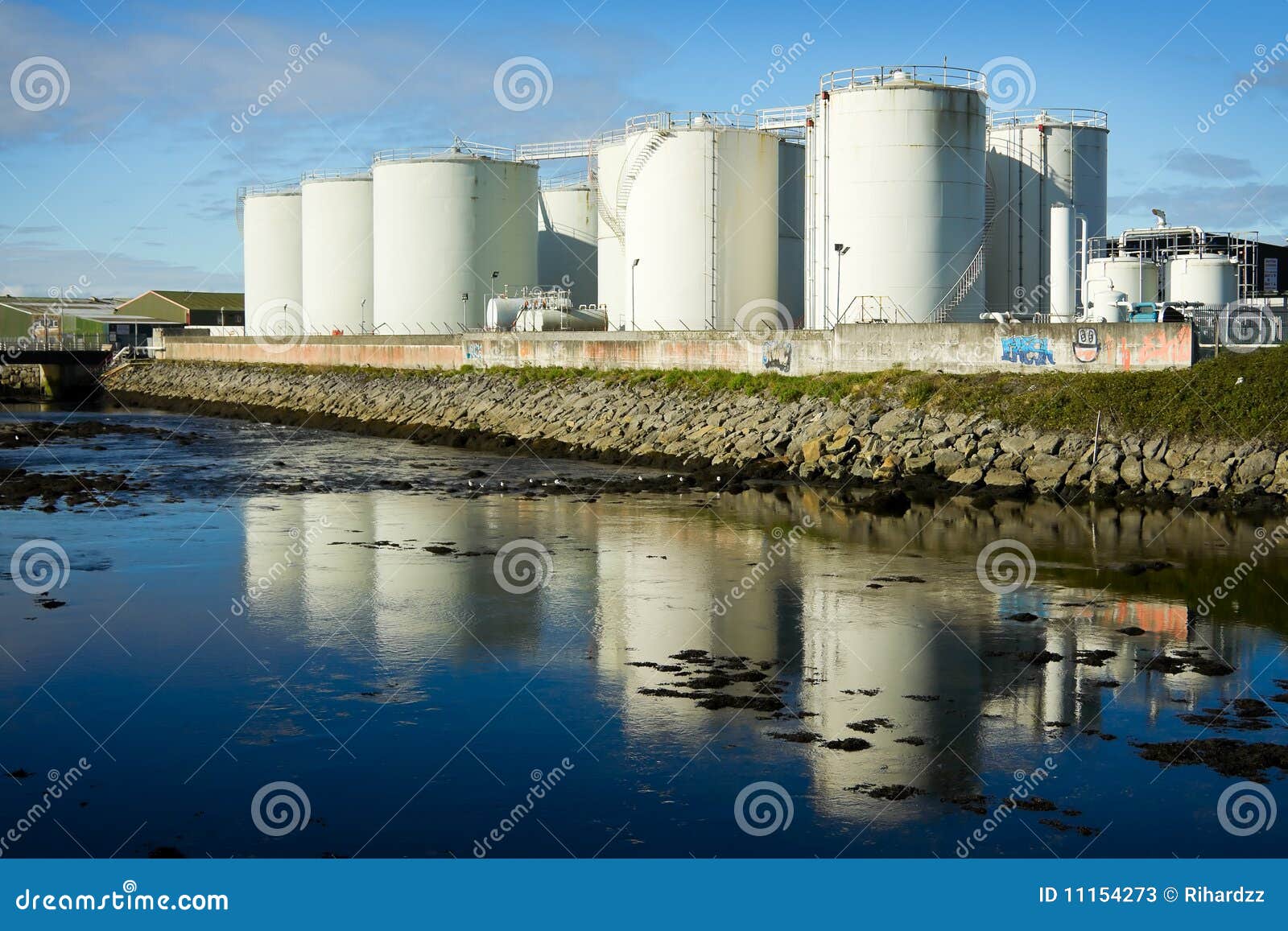 Fuel Tanks on the Bank of the River Stock Image Image of fossil