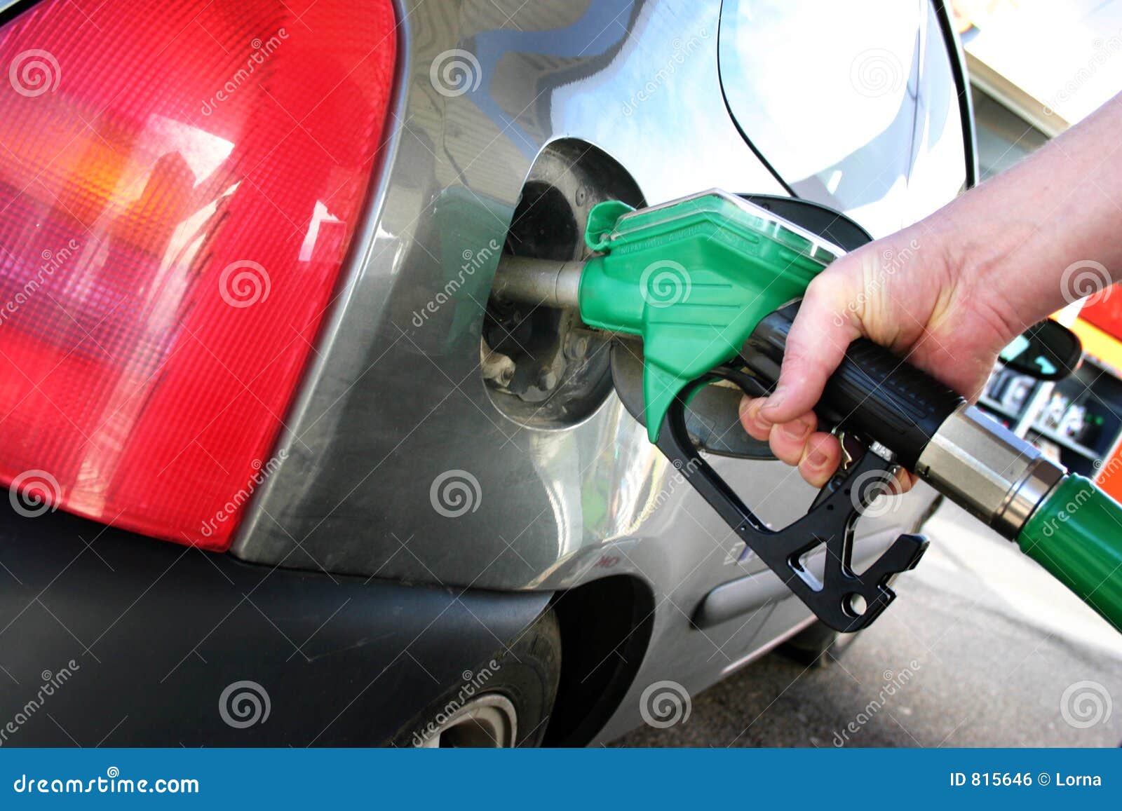 Fueling car stock photo. Image of close, green, petrol 815646