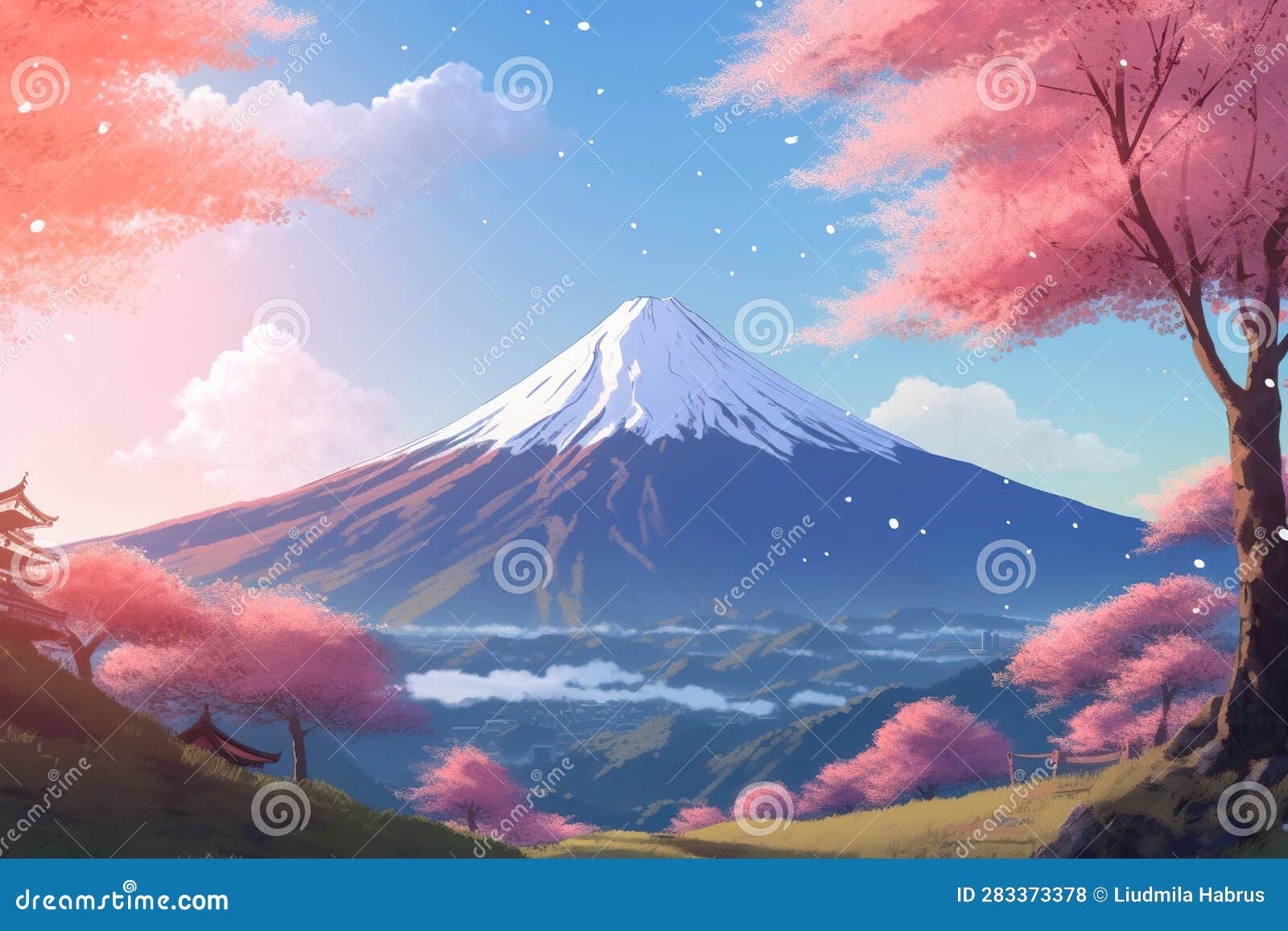 Fuji And Cherry Blossom Season Background Japan Generative AI Stock fuji-and-cherry-blossom-season-background-japan-generative-ai-stock