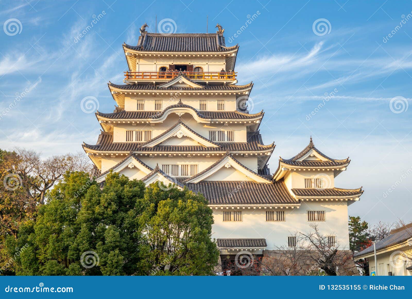 facade view of fukuyama castle tenshu in japan