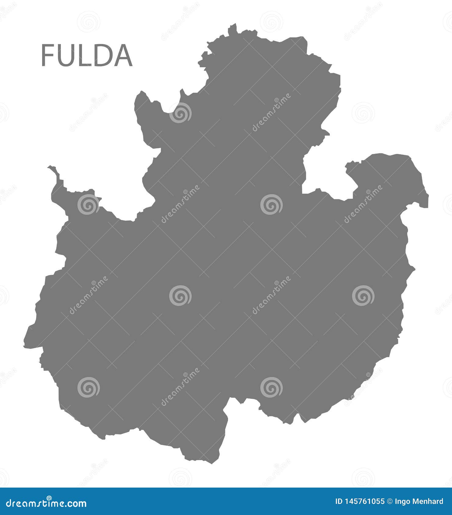 Fulda Grey County Map of Hessen Germany Stock Illustration