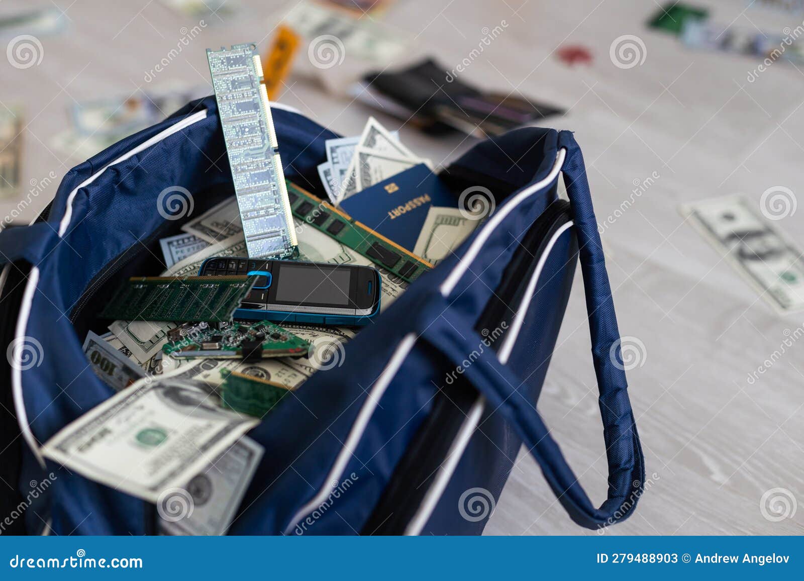 Full Black Duffel Bag of Hundred Dollar Bills Stock Image Image of