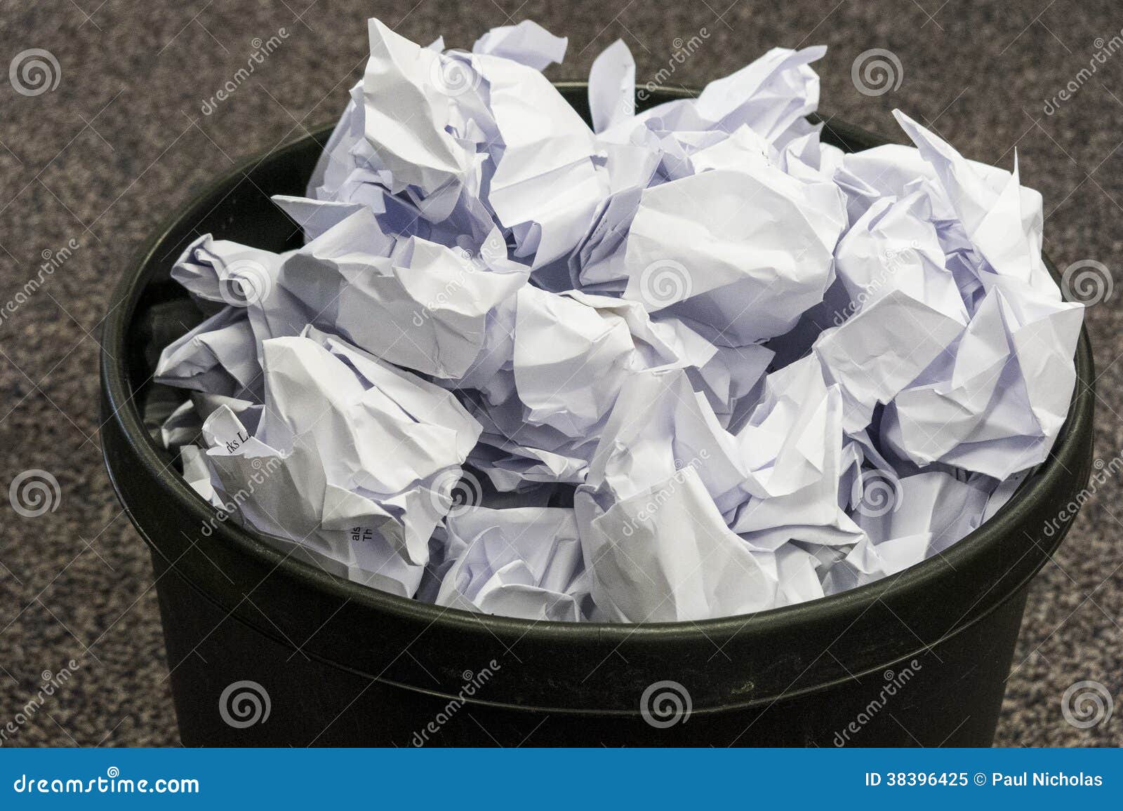 Full black waste paper bin stock image. Image of waste 38396425