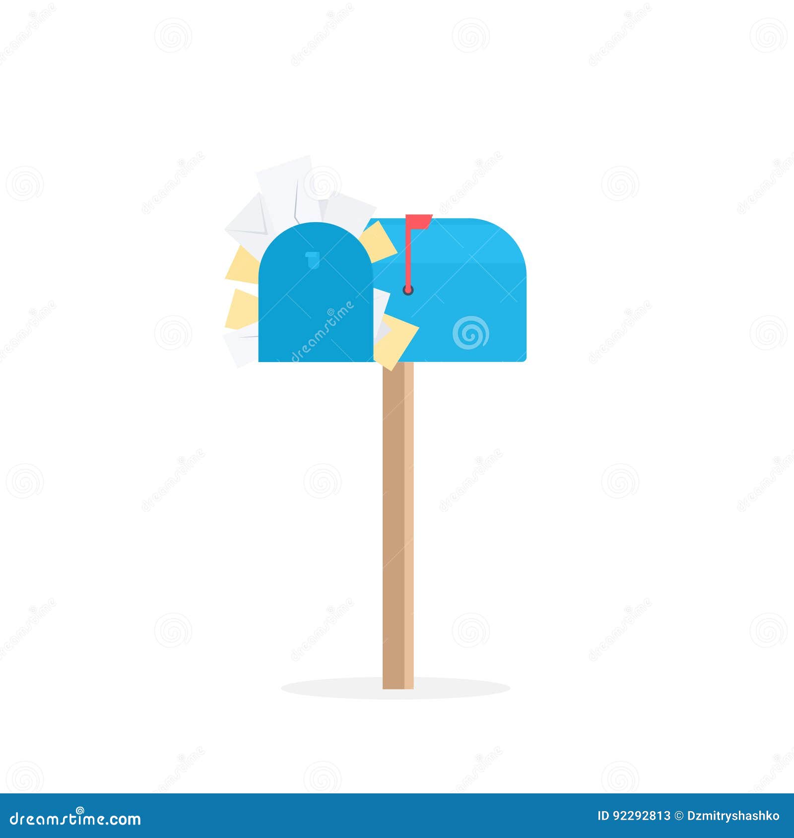 Full blue mailbox stock vector. Illustration of email 92292813