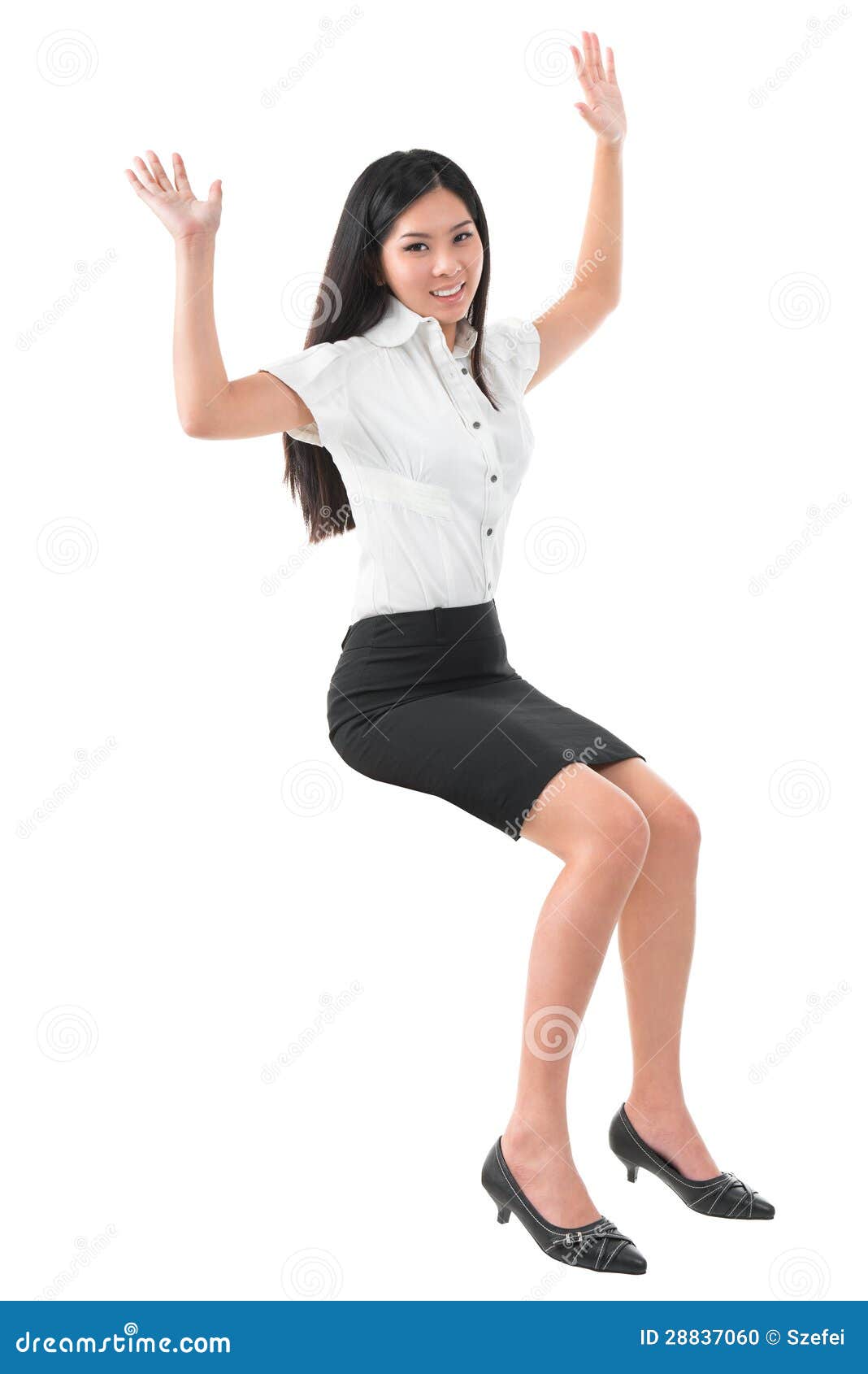 Full Body Arms Raised Young Asian Woman Stock Photo - Image: 28837060