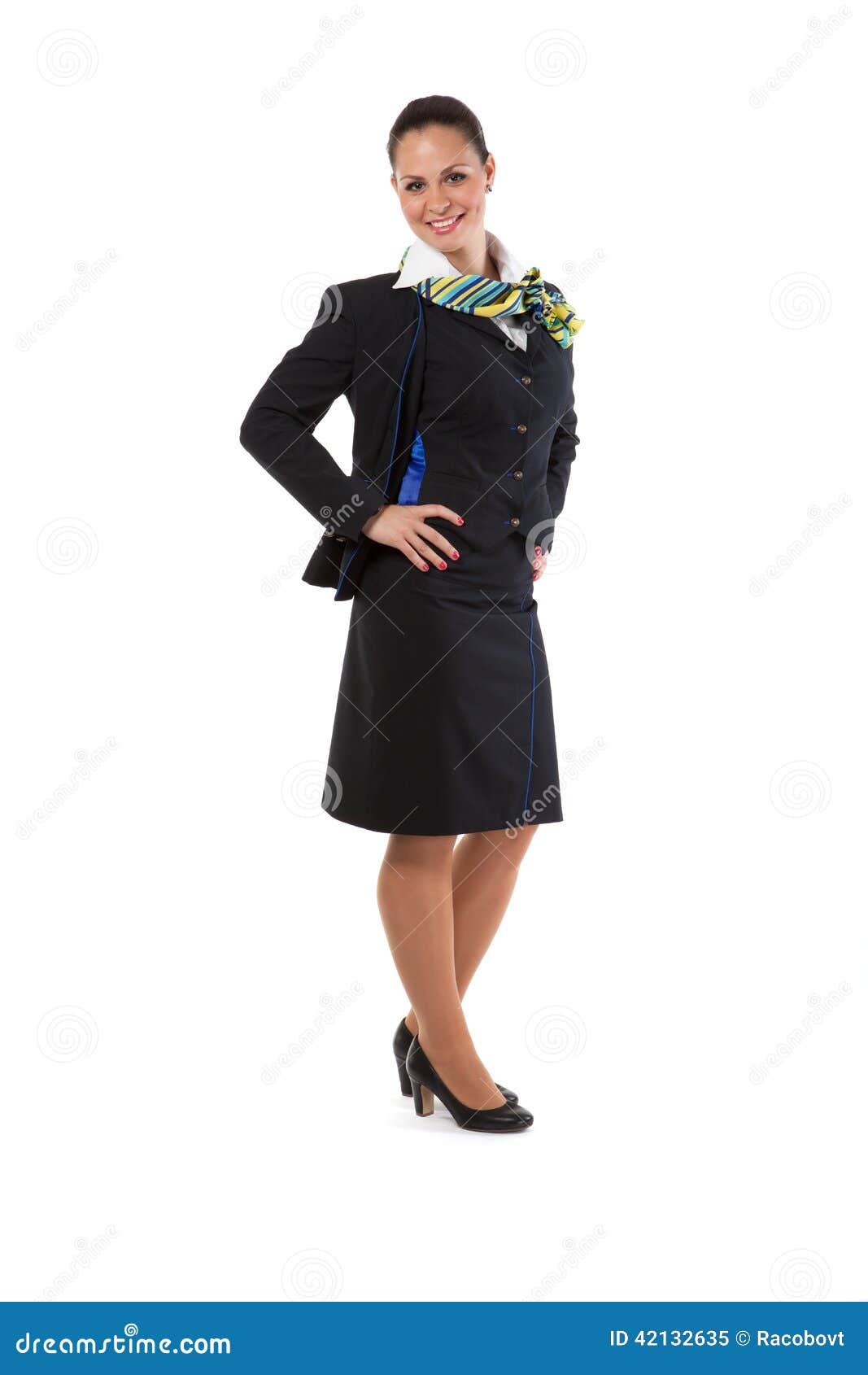Full Body Flight Attendant Standing Stock Image Image of friendly, occupation 42132635