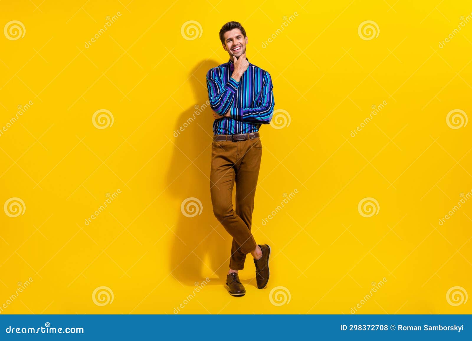 Full Body Photo of Clever Smart Man with Bristle Wear Vintage Bow Tie ...