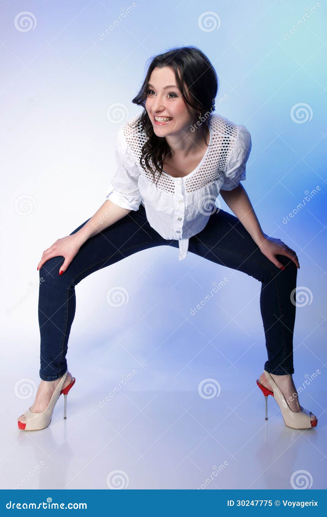 Full Body Woman in Casual Clothes Relaxed Pose Stock Image - Image of ...