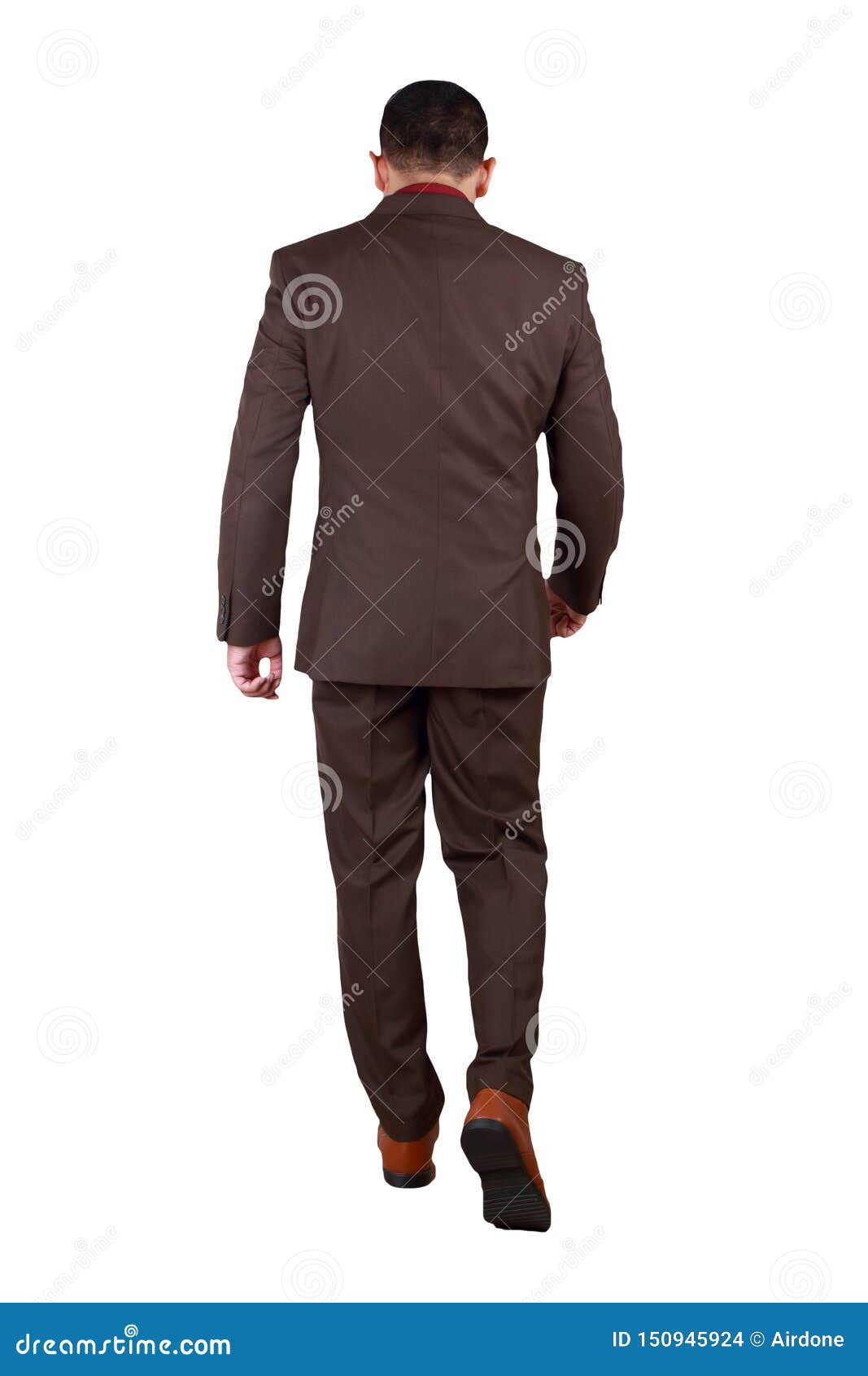 Full Body Portrait of Asian Businessman Walking, Rear View Stock Photo ...