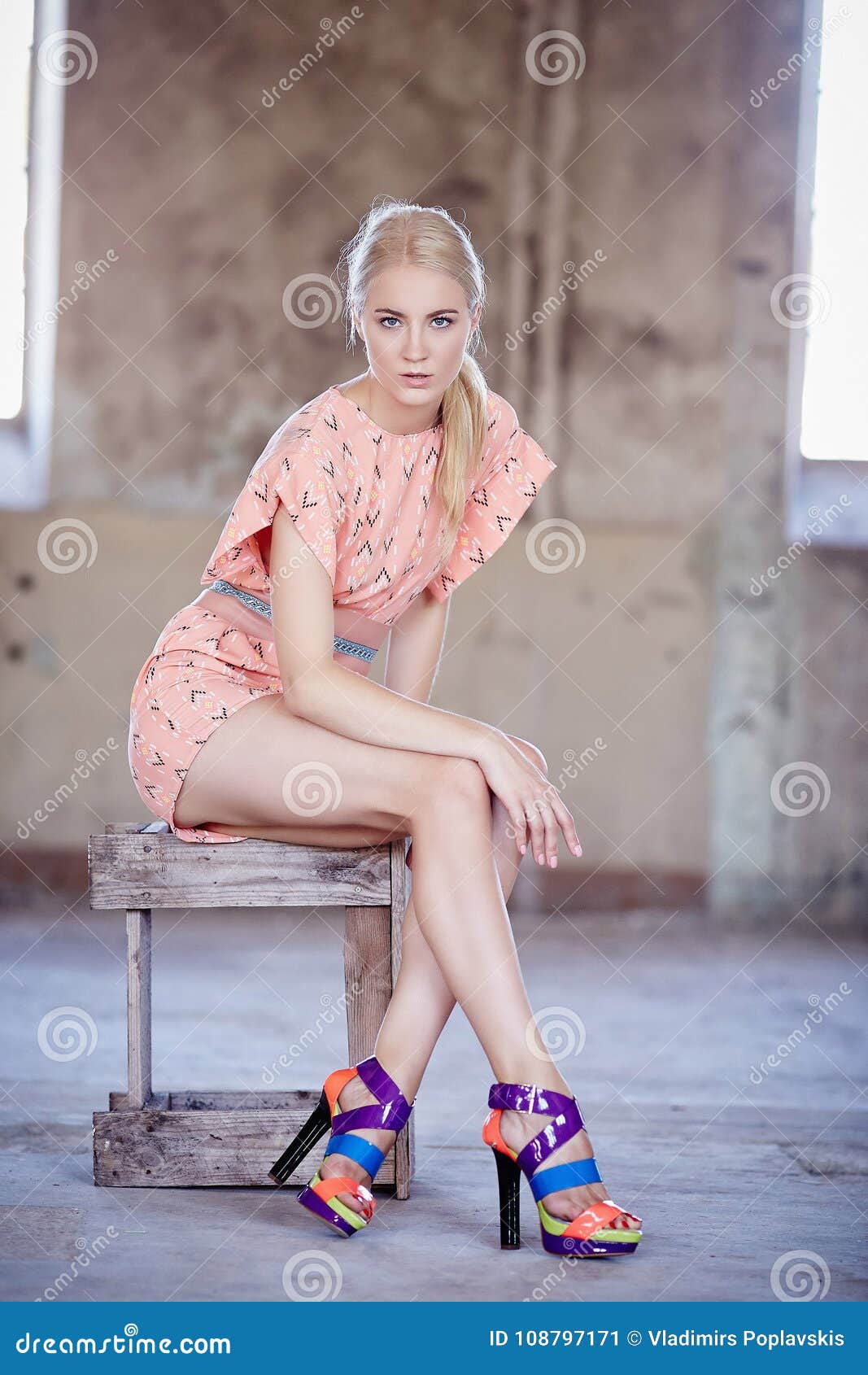 Full Body Portrait of Blond Woman. Stock Image - Image of fresh, lovely ...