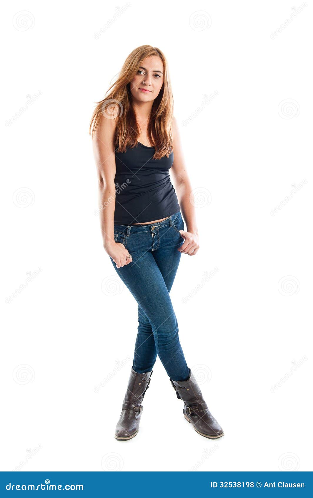 Full Body Portrait Of A Happy Smiling Young Woman Royalty Free Stock ...