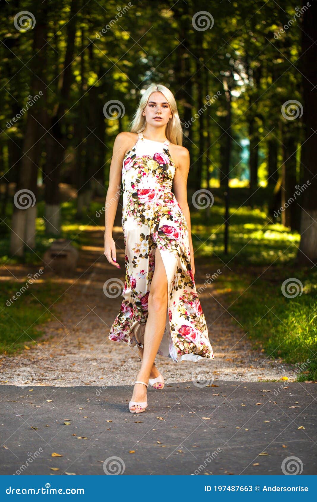 Full Body Portrait of a Young Blonde Girl Stock Image - Image of happy ...