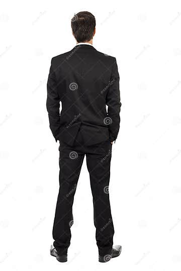 Full Body Portrait of Young Businessman, Back View Stock Photo - Image ...