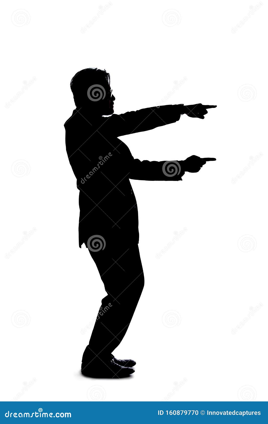 Full body silhouette of a businessman isolated on a white
