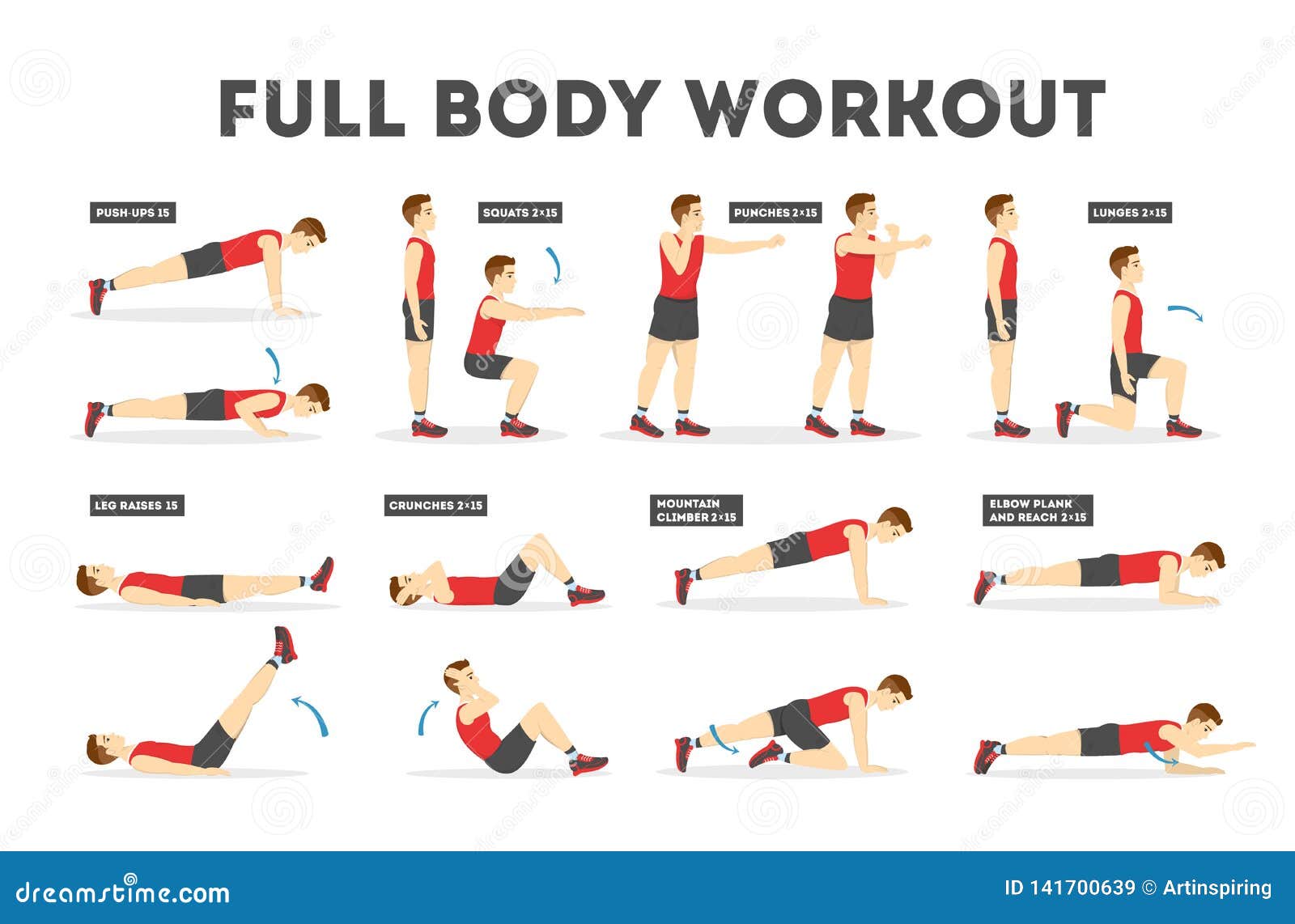 Full Body Workout Set. Exercise For Man Stock Vector ...