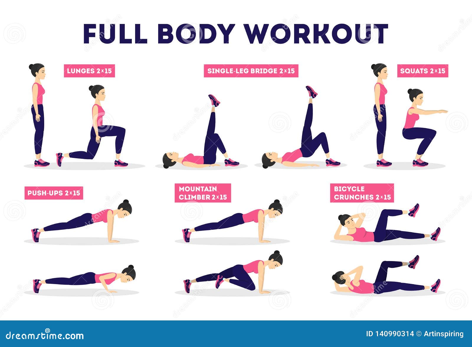 Full Body Workout Exercise For Woman Stock Vector, 47% OFF