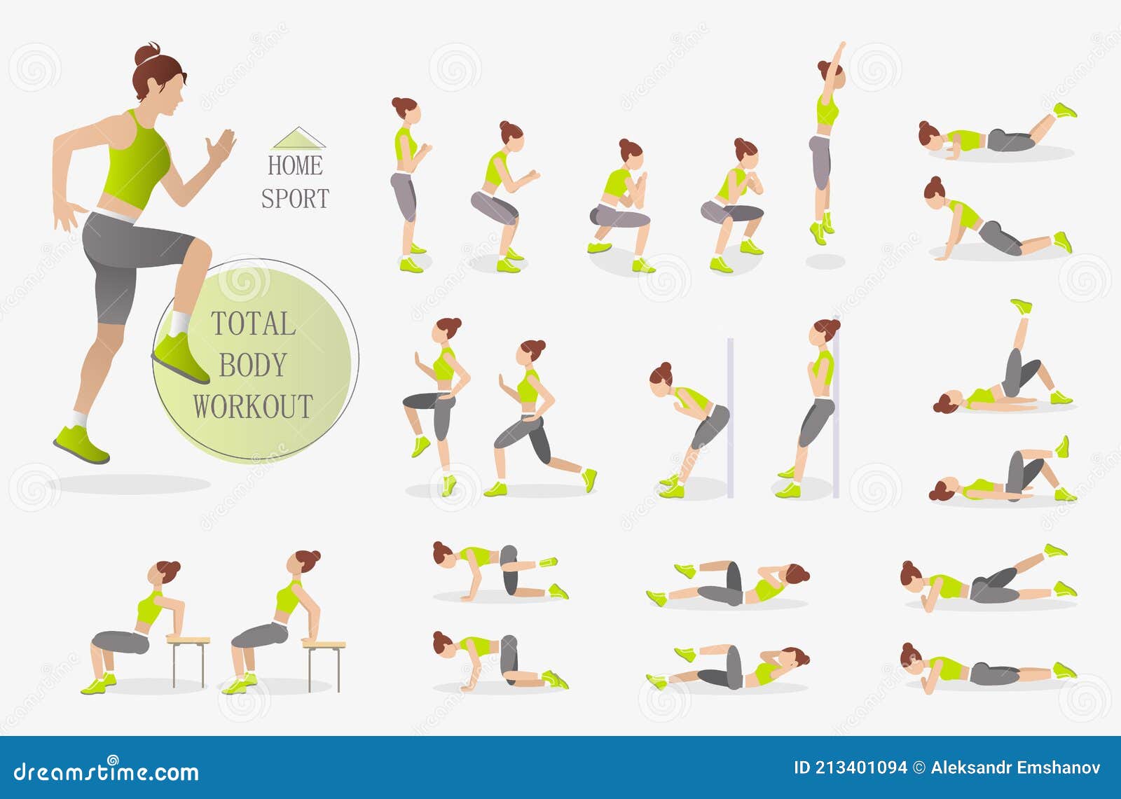 Full Body Workout. Total Body Training Stock Illustration - Illustration of  activity, cardio: 213401094