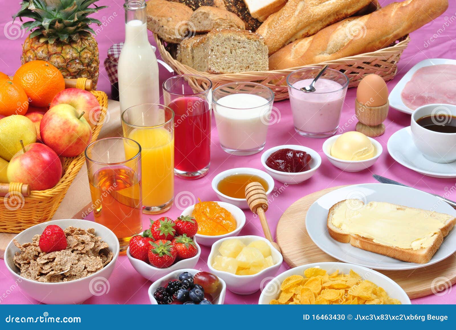 Full Breakfast with Juice and Jam Stock Photo Image of coffee, fruit