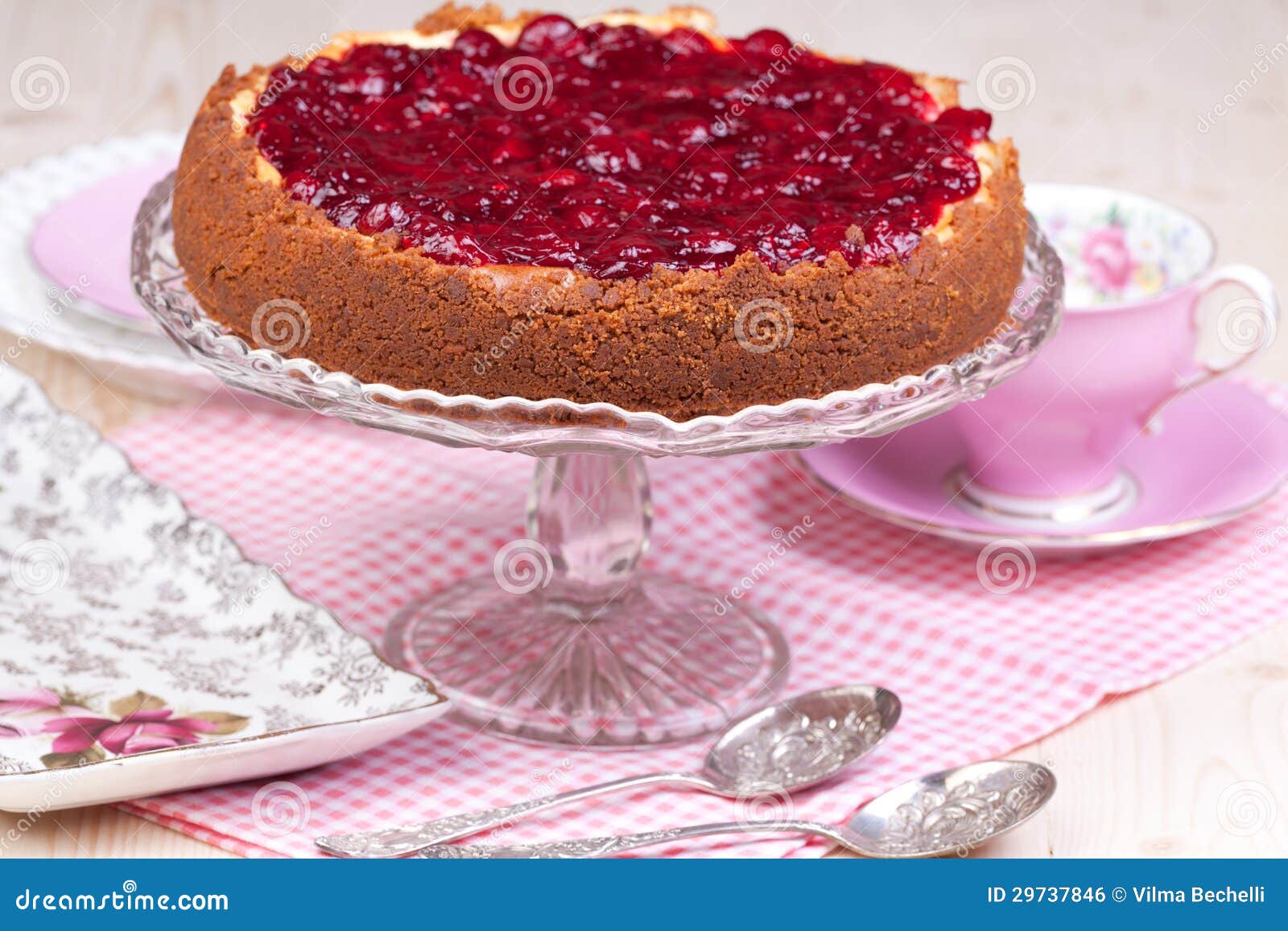 Full cherry cheesecake stock photo. Image of cheese, slice 29737846