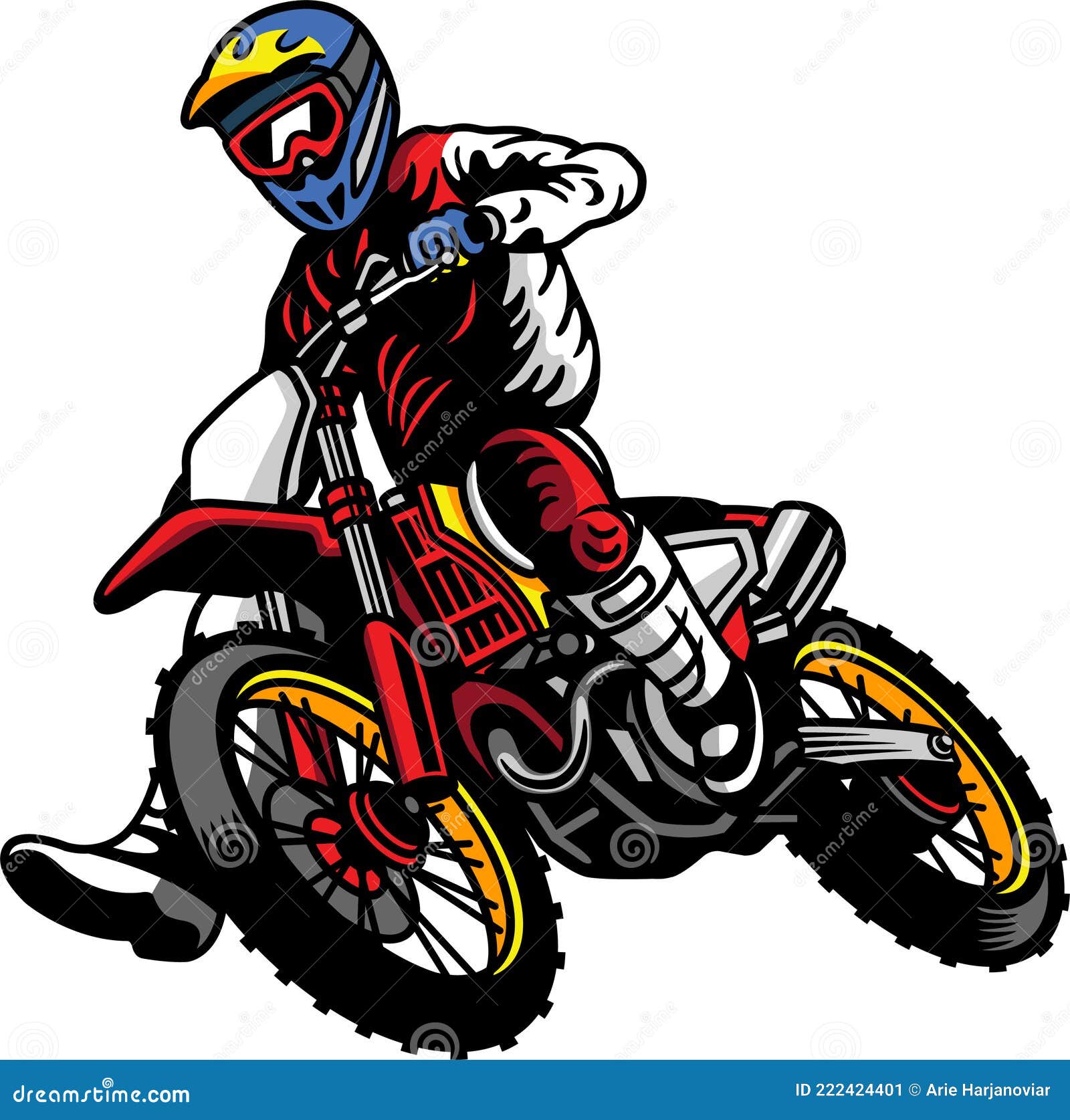 Vector Illustration of Motocross Rider or Racer Take a Turn and Overtake at  Race in Cartoon Style Full Color Stock Vector - Illustration of dangerous,  engine: 222424401