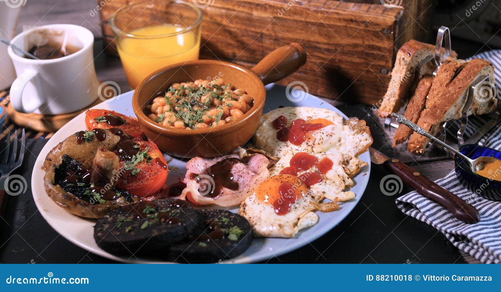 A Full Cooked English Breakfast Stock Photo Image of meat, meal 88210018