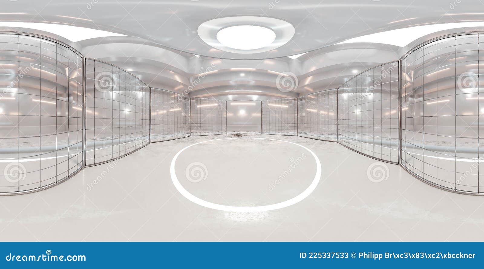 full 360 degree panorama virtual environment map of mma cage in industrial hall 3d render  hdri hdr vr style