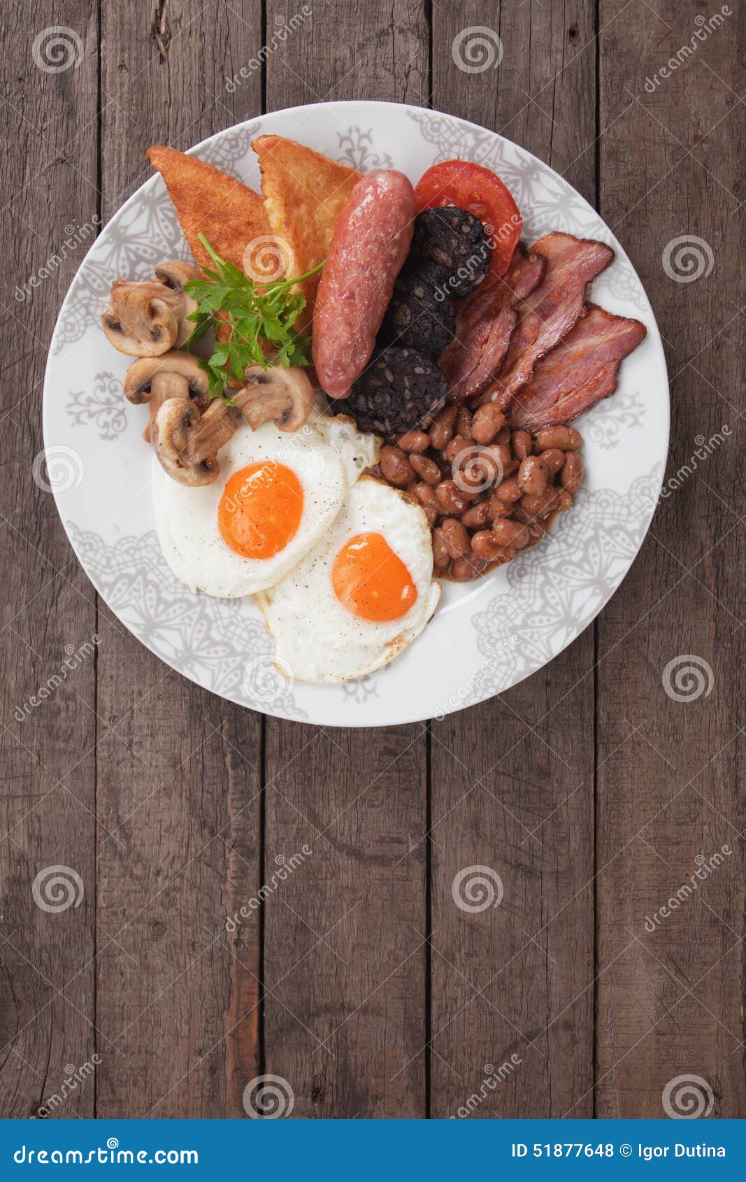 Full english breakfast stock photo. Image of pudding - 51877648