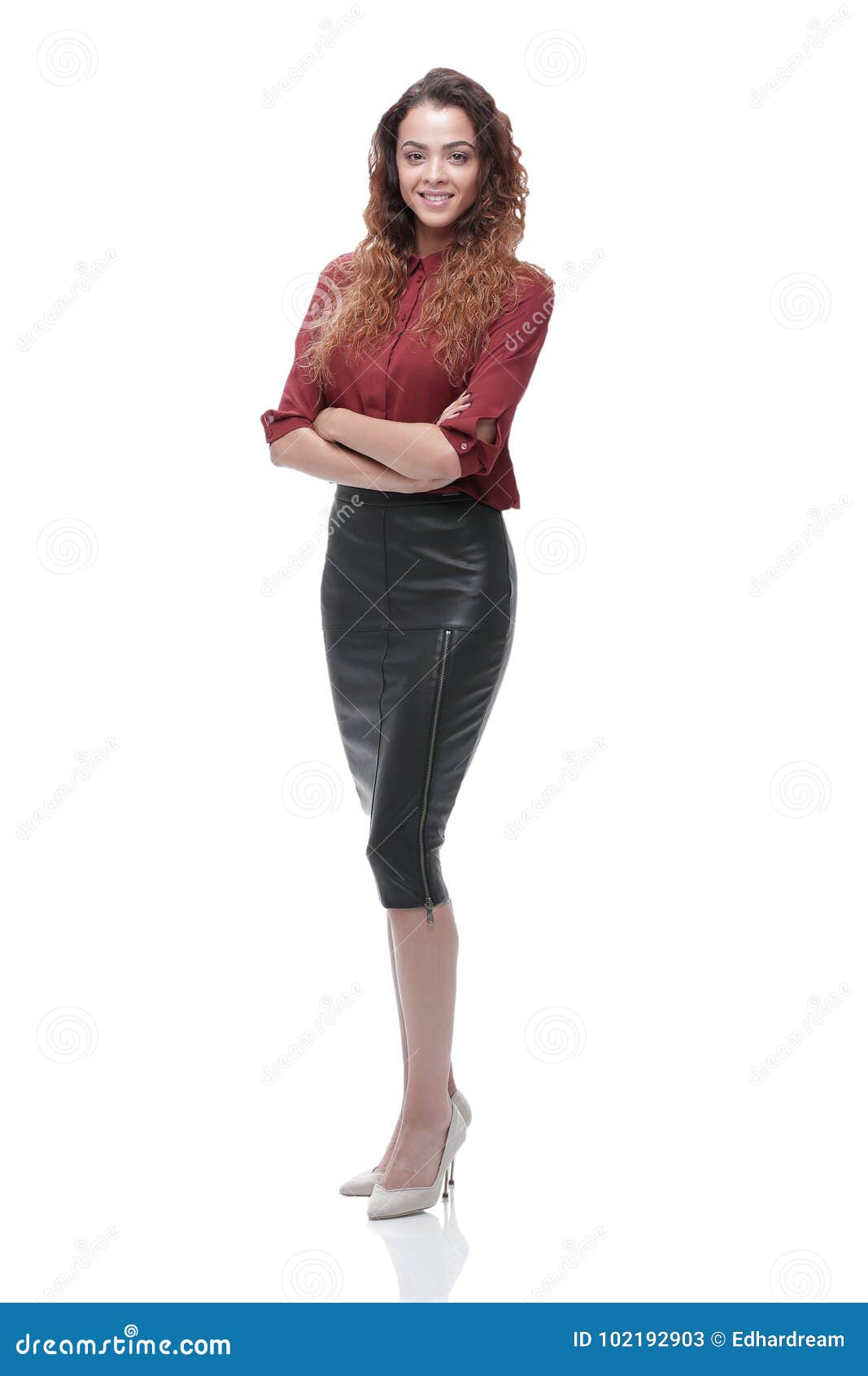 In Full Figure Woman Dressed In A Business Style Stock Photo