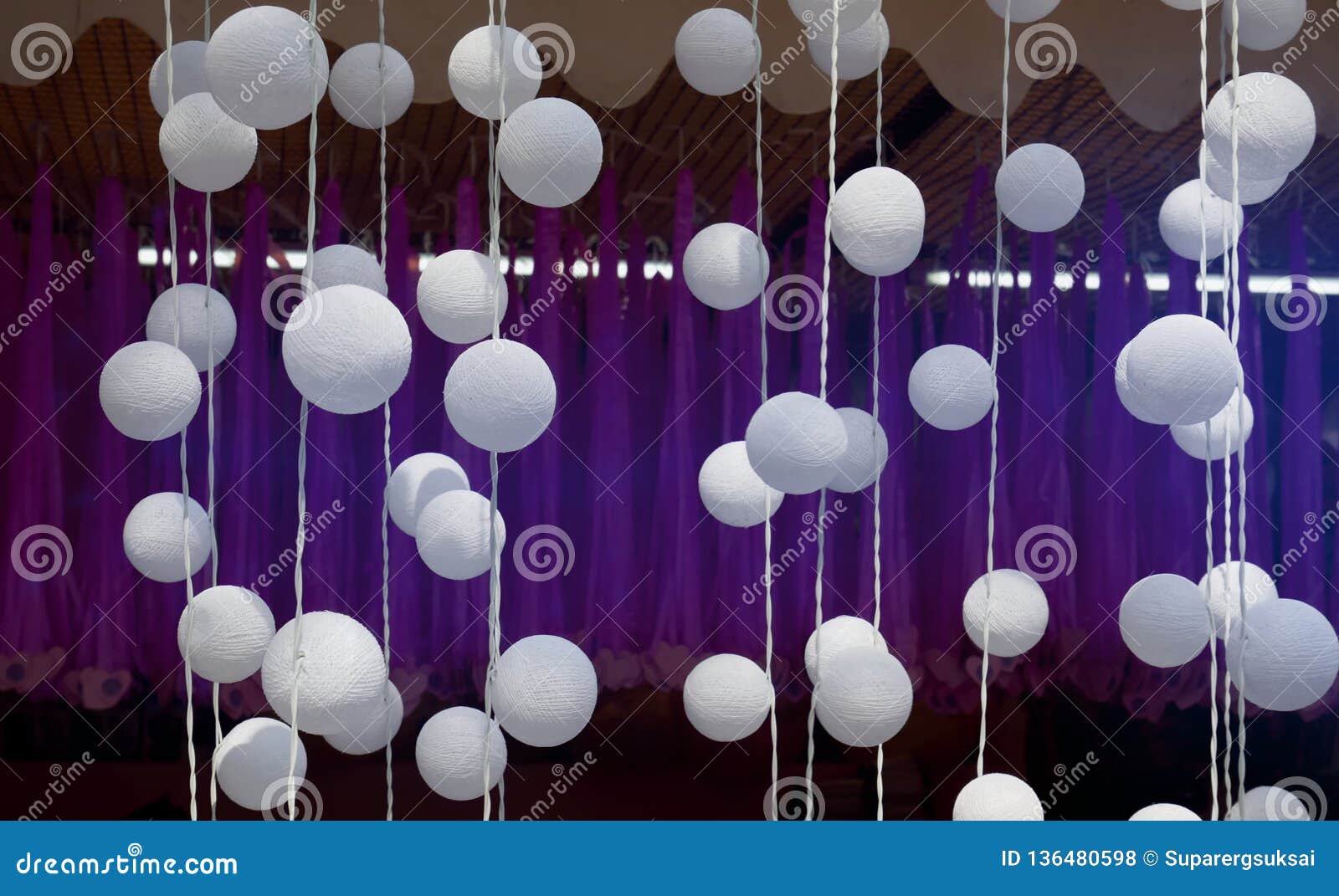 Background of Hanging White Decorative Balls Stock Photo Image of