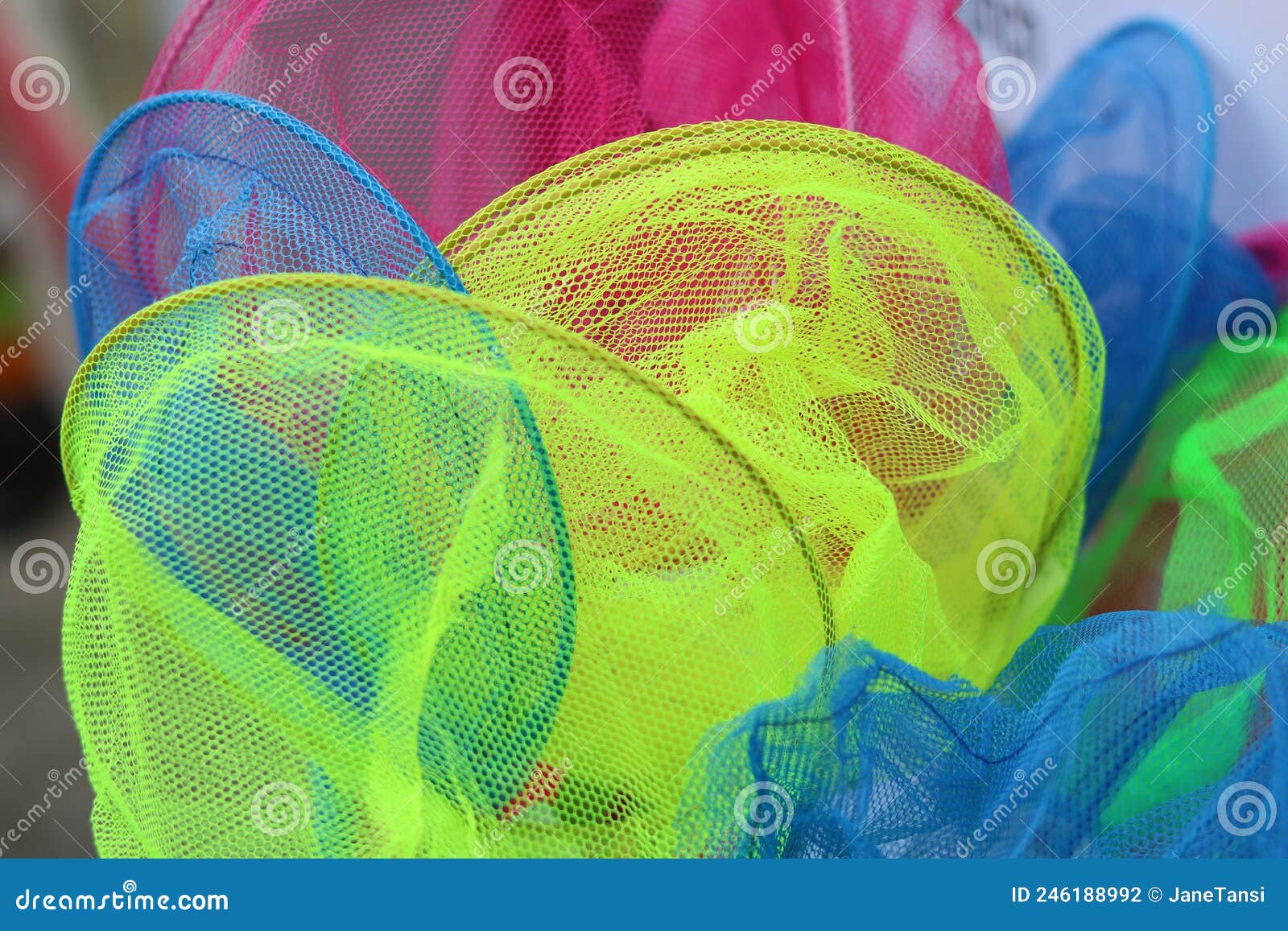 Full Frame Image of Assorted Nylon Fishing Nets in Bright Colours Stock  Photo - Image of pattern, equipment: 246188992