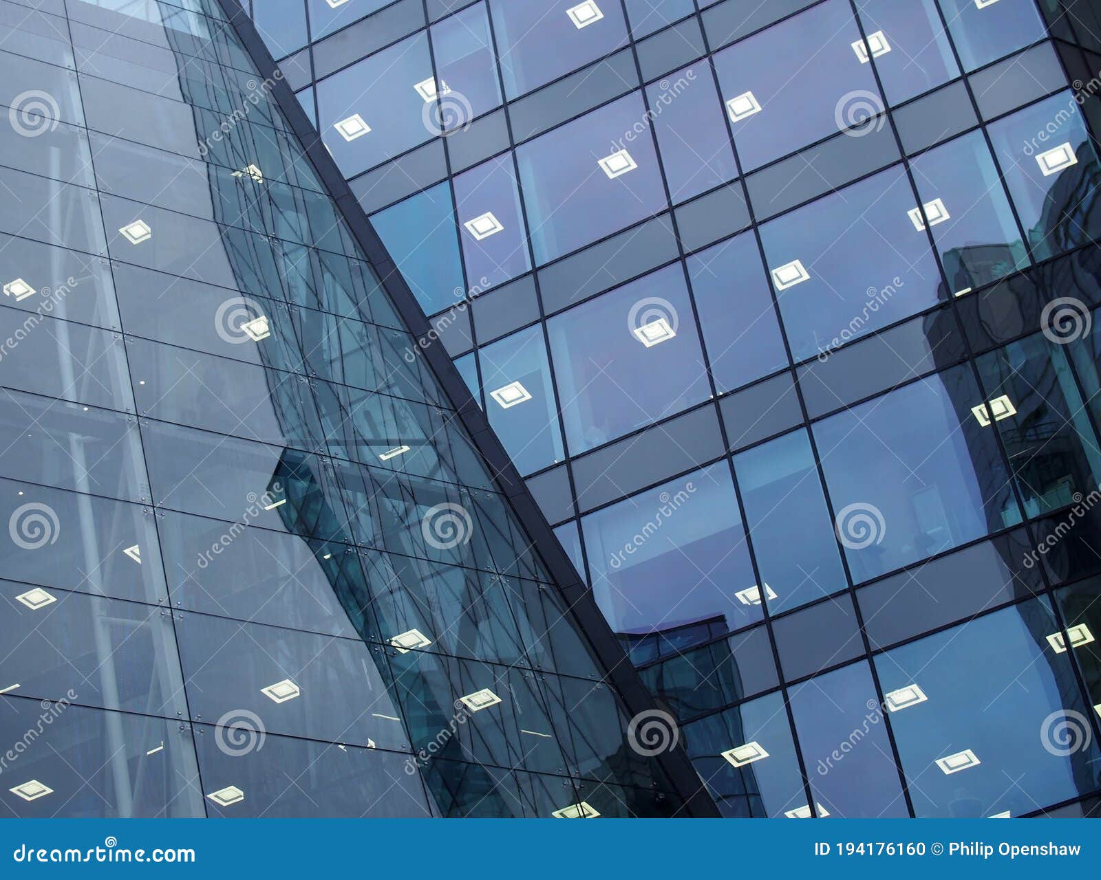 Modern office architecture abstract with geometric angular windows with
