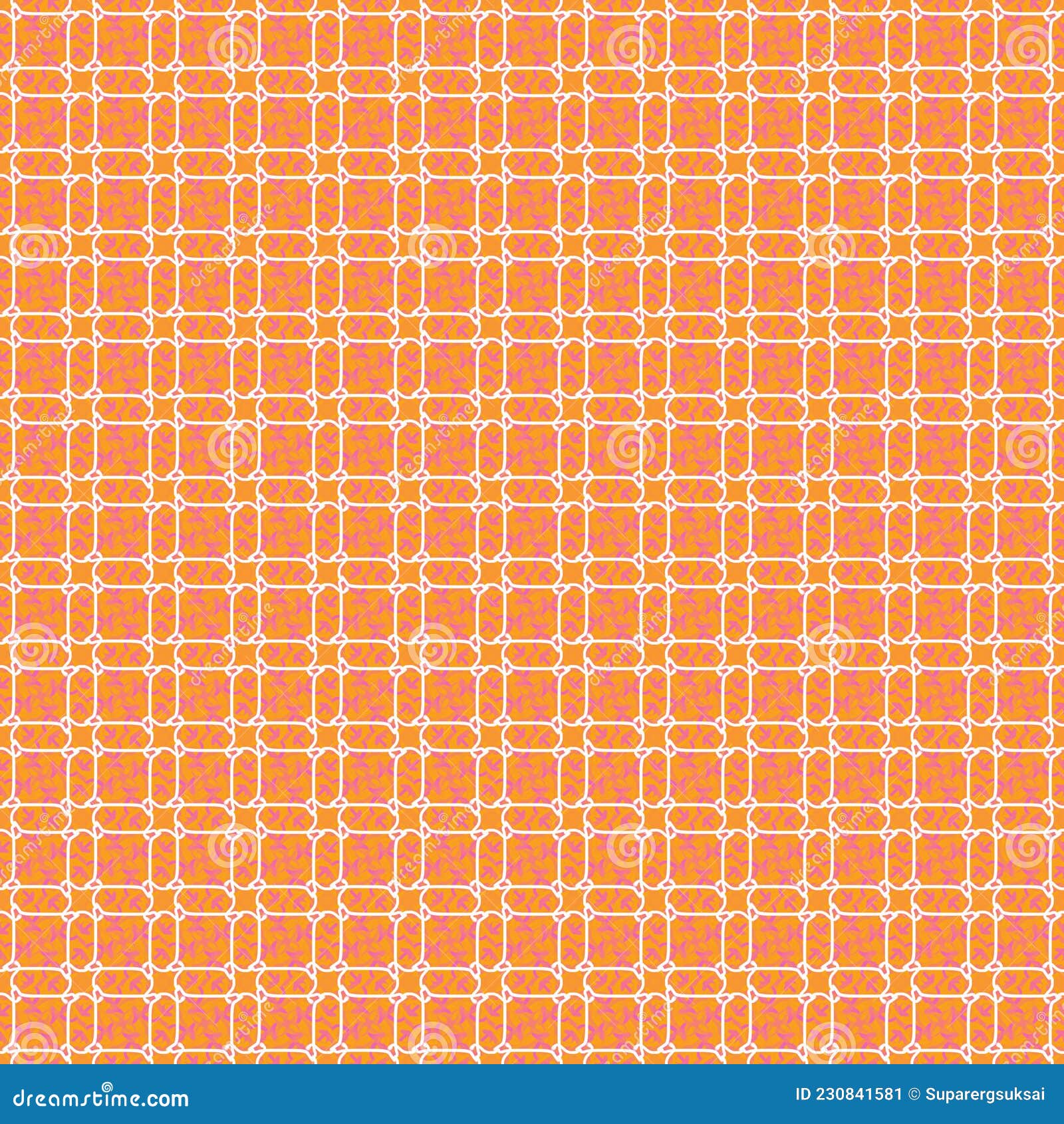 Seamless Illustrated White Grids on Orange Patterned Background Stock