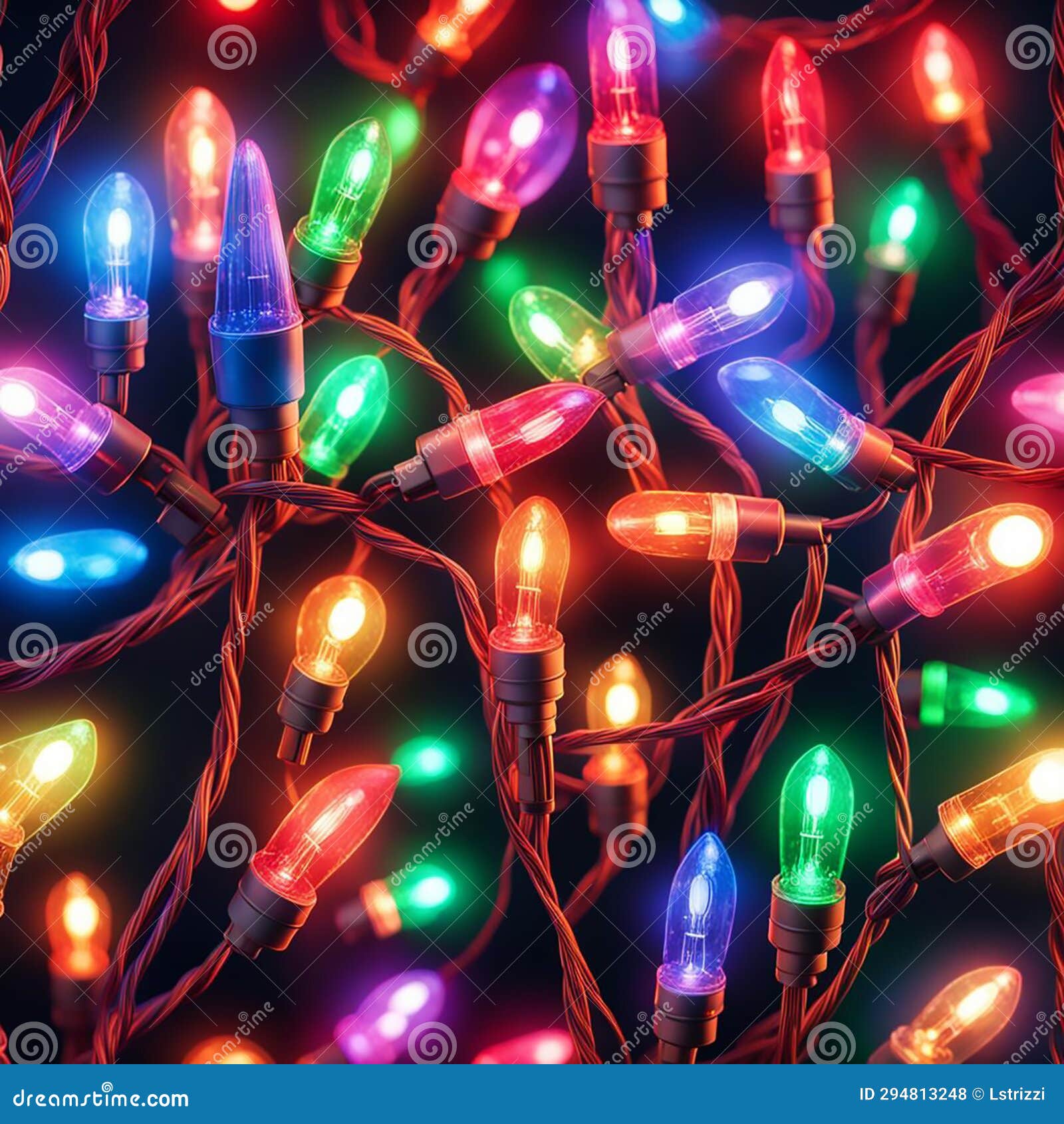 Full Frame of Various Sized Different Colored Electrical Christmas Lights Stock Illustration