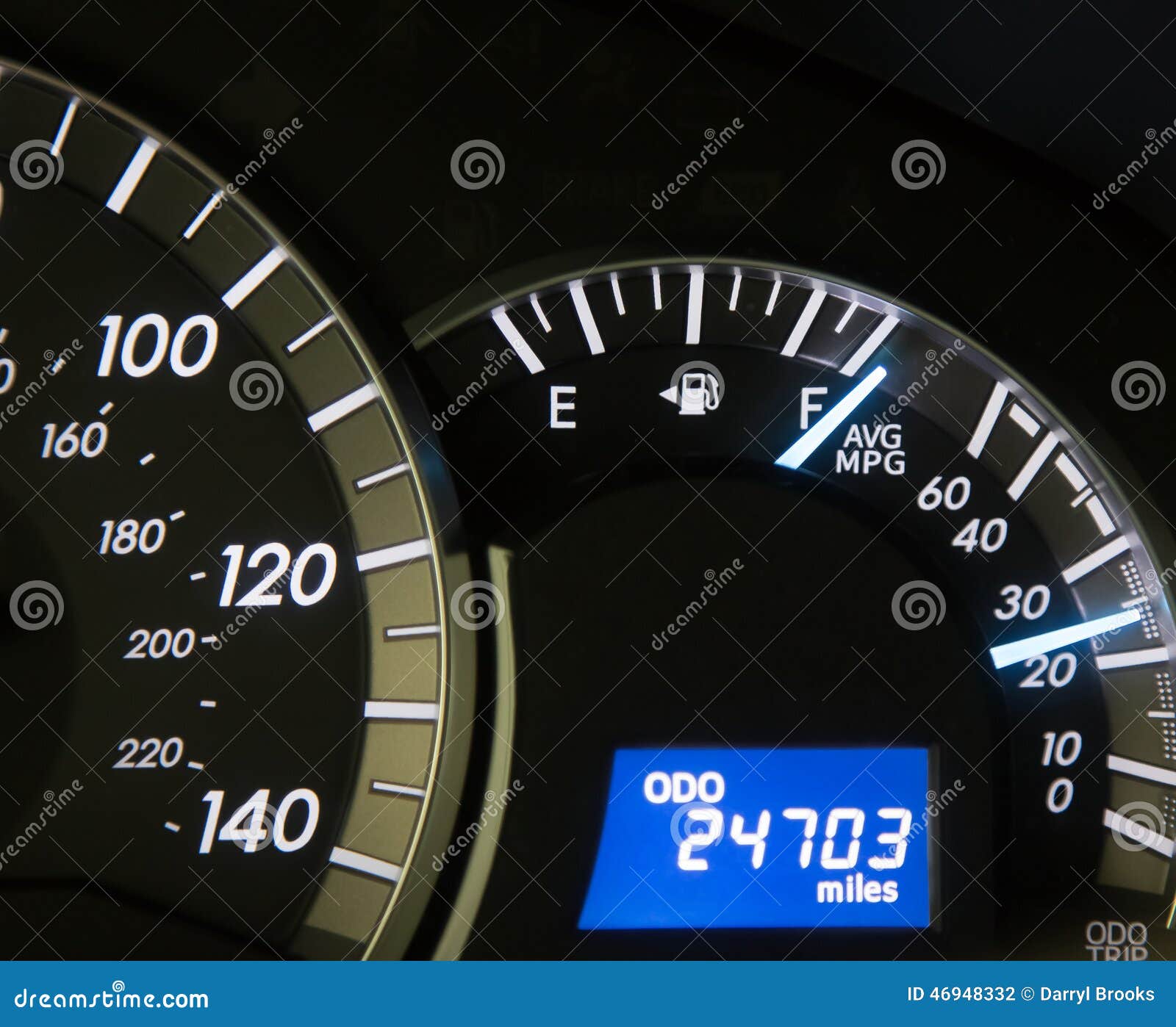 Full Gauge on Modern Dashboard Stock Photo Image of vehicle, gasoline