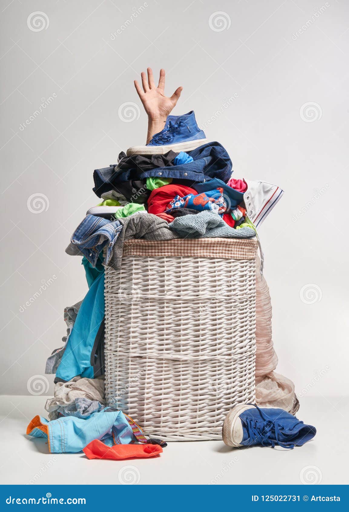 Full laundry basket stock image. Image of textile, drudgery 125022731