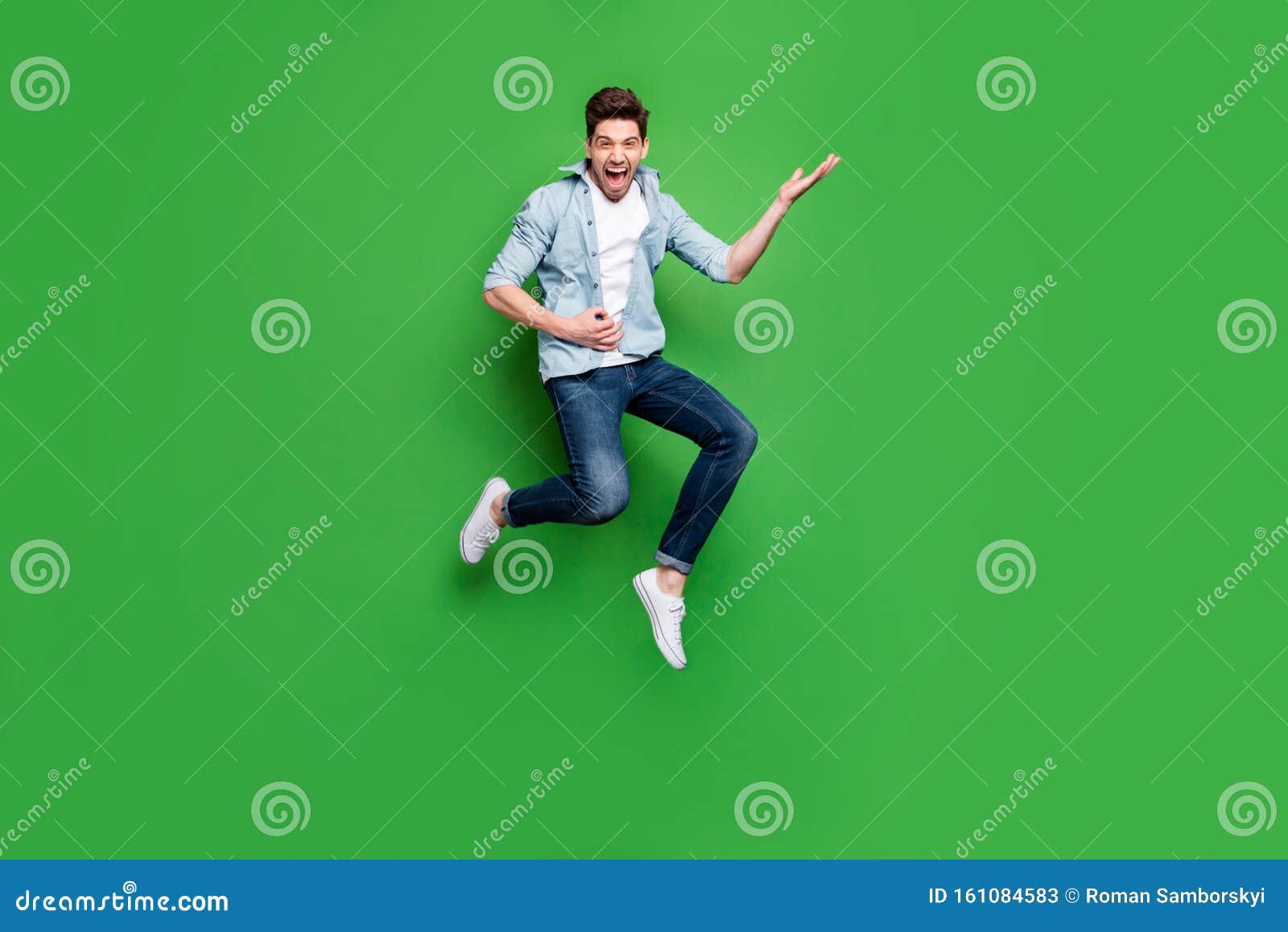 Full Length Body Size Photo of Cheerful Positive Ecstatic Overjoyed Man ...