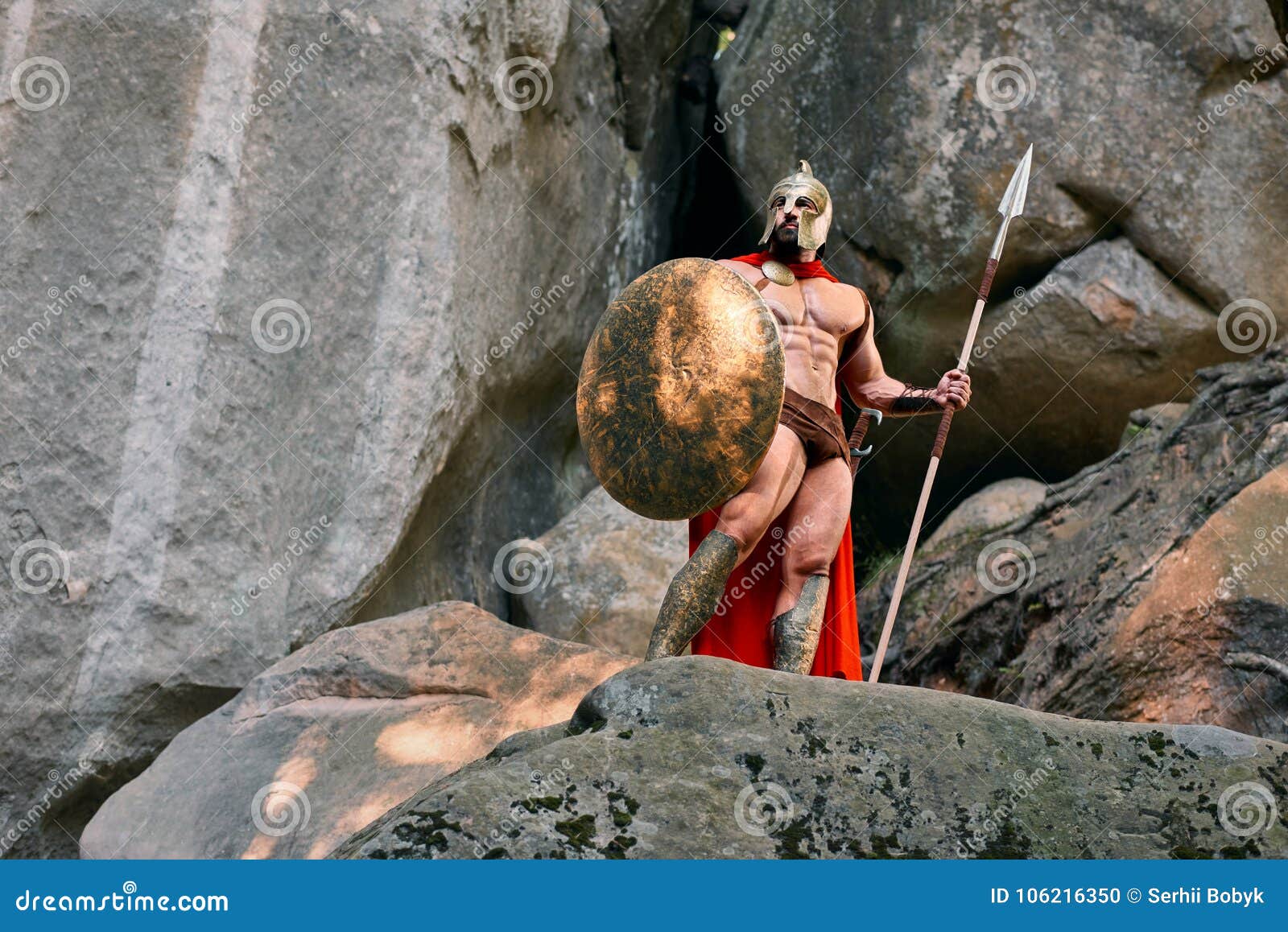 Mature Spartan Warrior in the Woods Stock Photo - Image of armor,  masculine: 106216350
