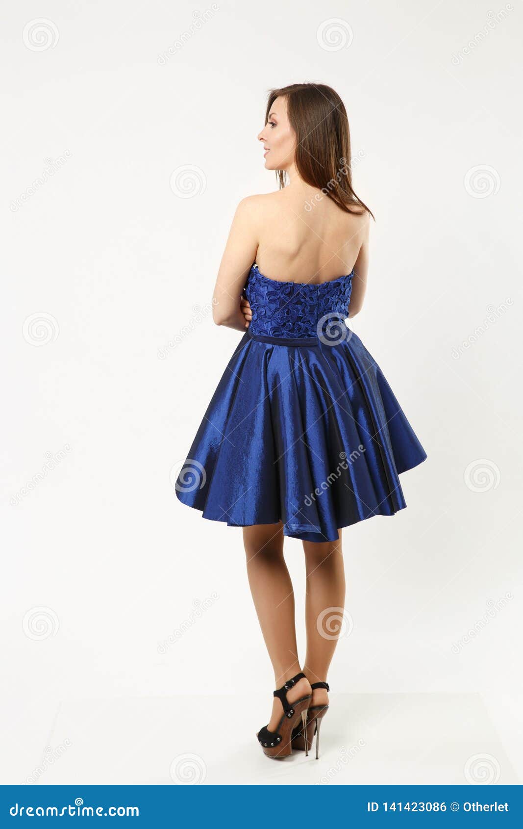 Full Length Photo of Fashion Model Woman Wearing Elegant Evening Dress ...