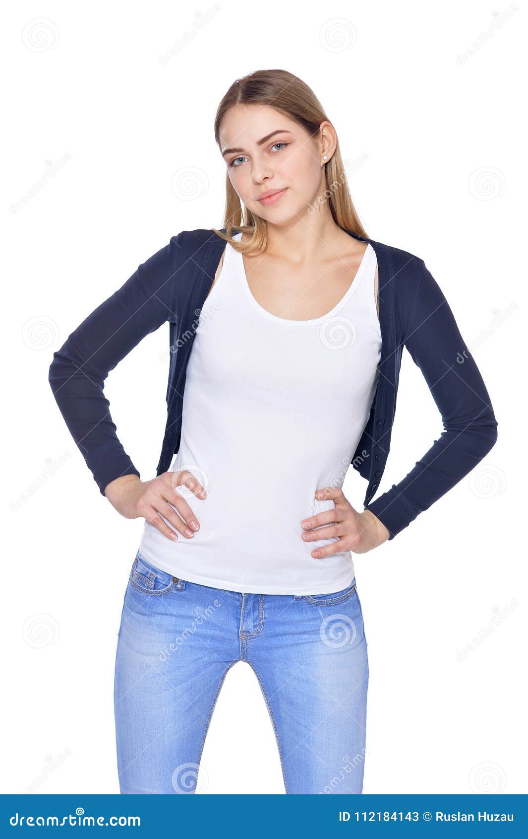 Beautiful Woman in Jeans Posing Stock Image - Image of beautiful, girl ...