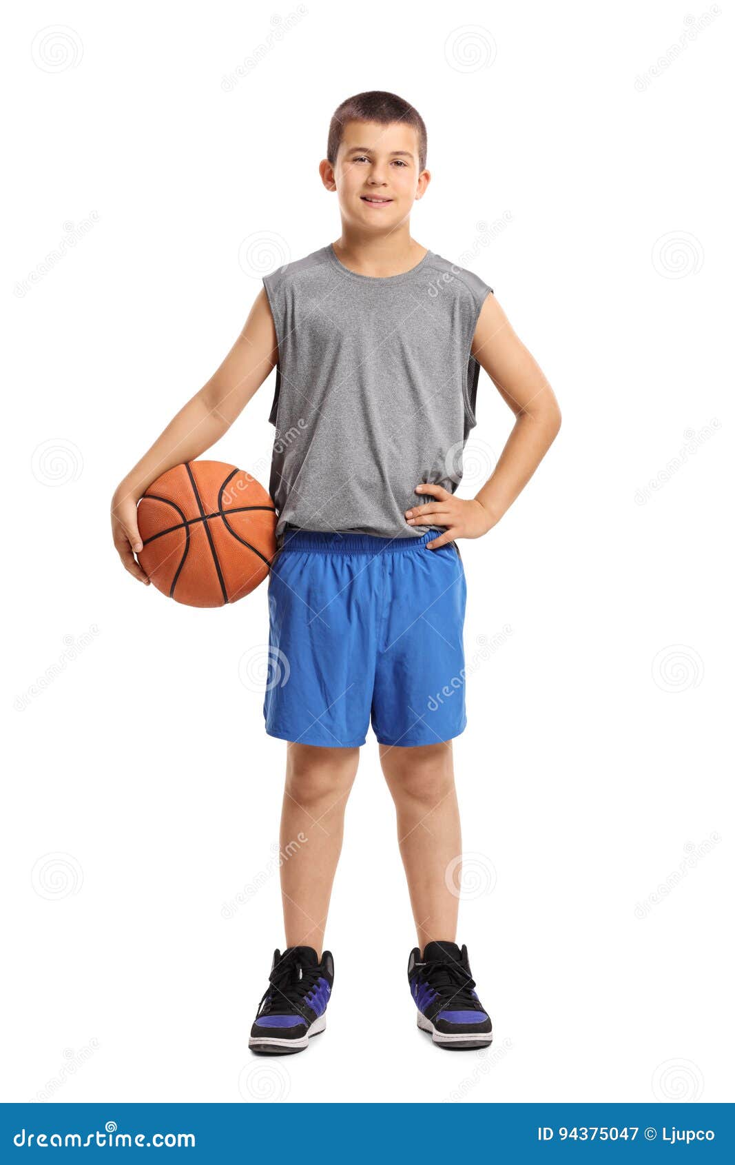 Full Length Portrait of a Boy with a Basketball Stock Image - Image of ...