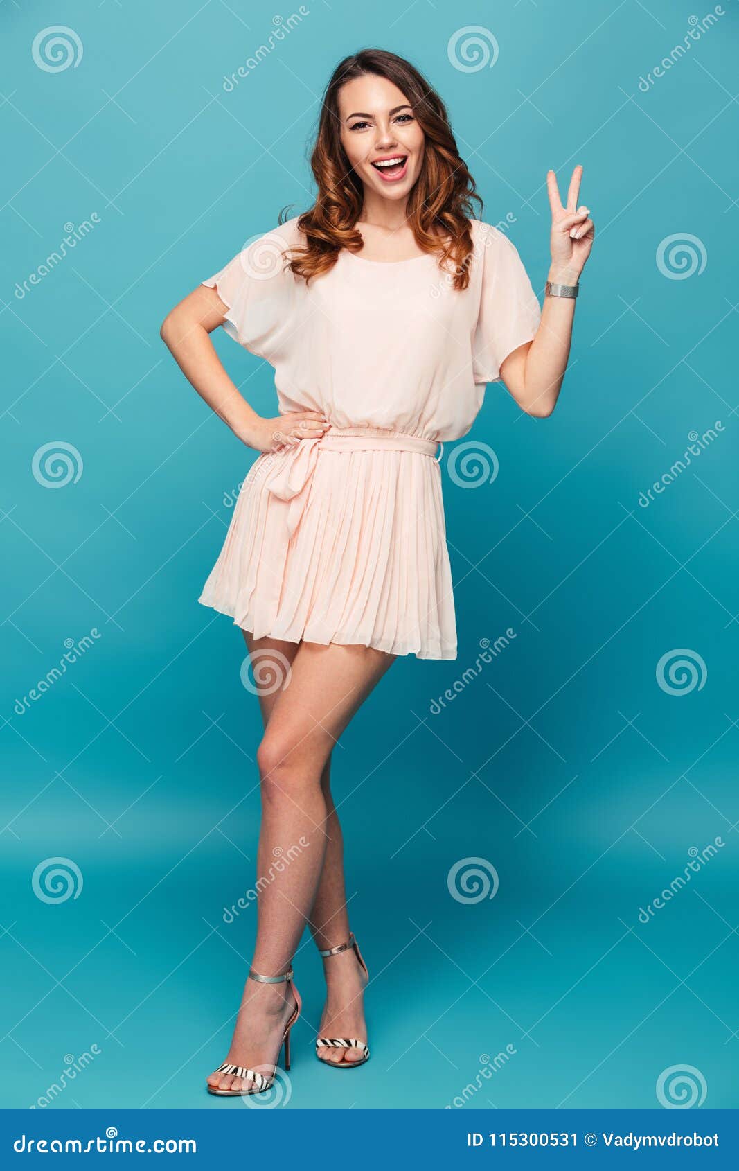 Full Length Portrait of a Cheerful Beautiful Girl Stock Image - Image ...
