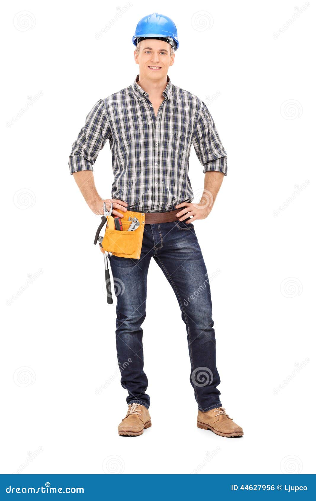 Full Length Portrait of a Construction Guy Stock Photo Image of craftsman, craft 44627956