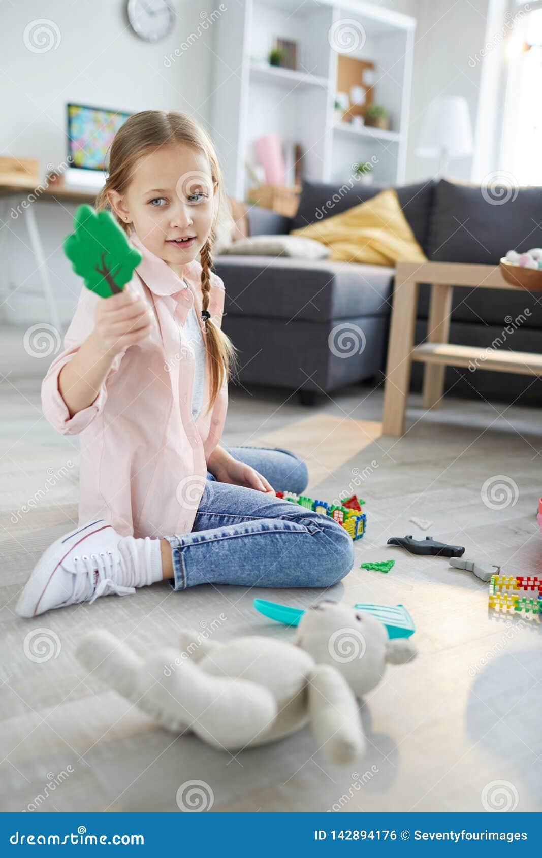 Girl Playing With Toys Stock Pho