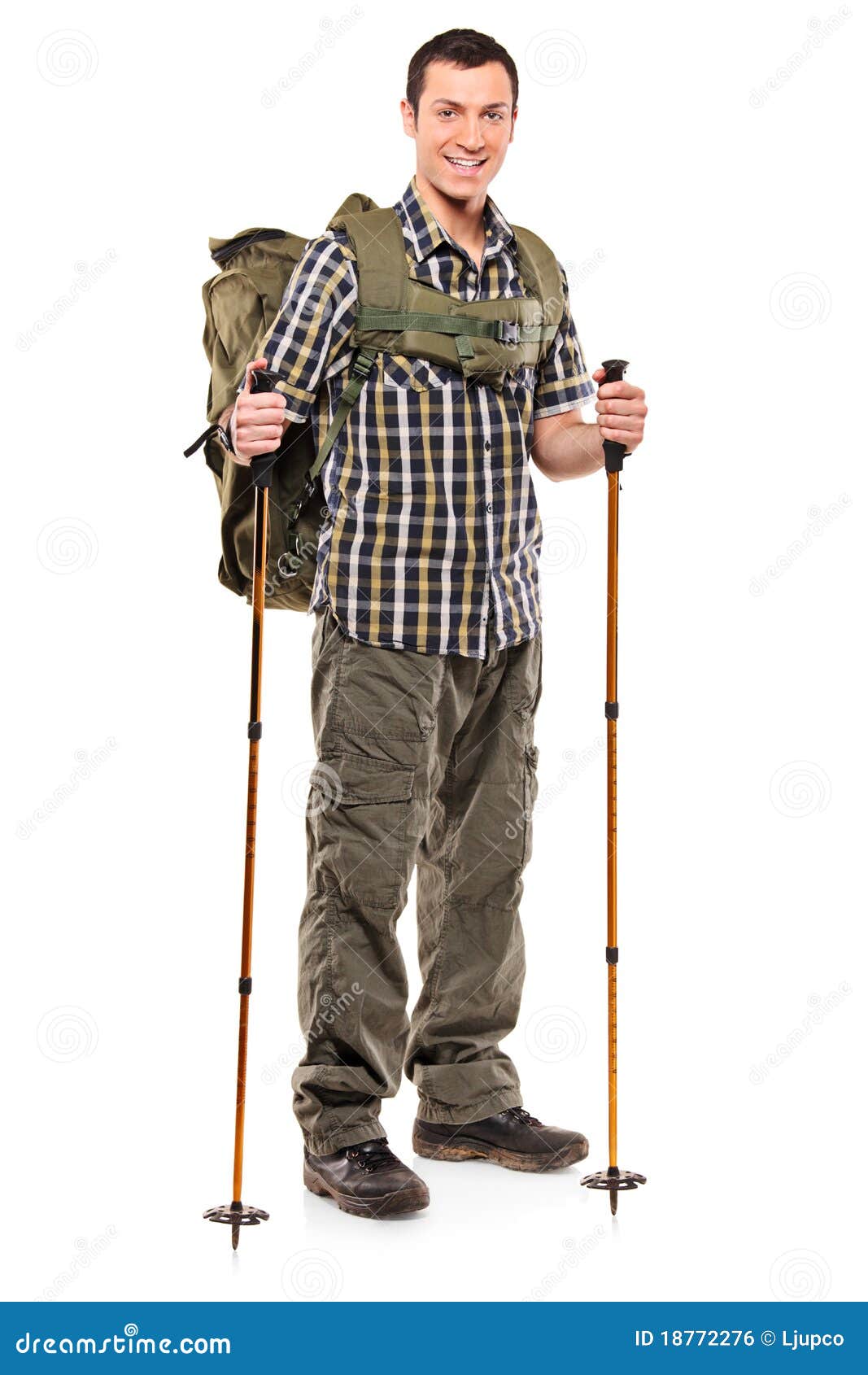 Full Length Portrait of a Man with Backpack Stock Photo - Image of ...