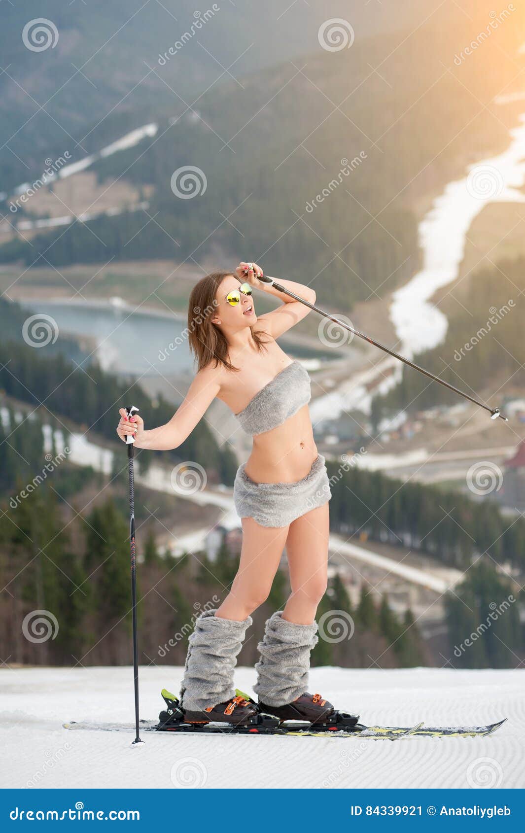 Topless Ski Girl