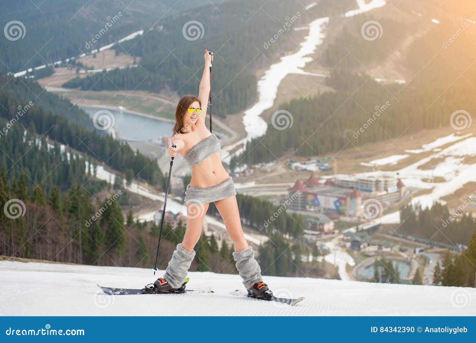 Topless Ski Girl